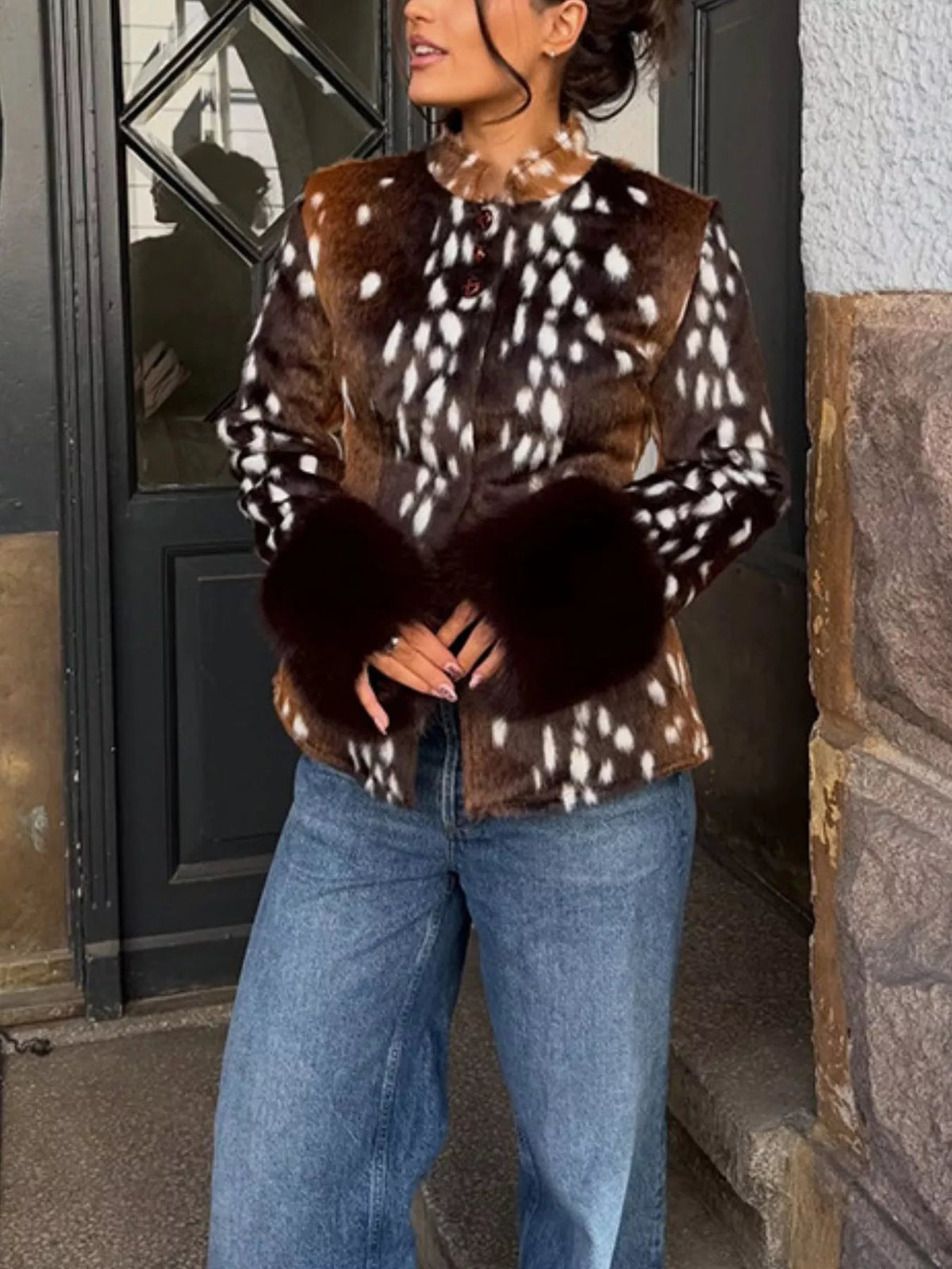 Faux Fur Long Sleeve Outerwear - Flip Flop Dynasty
