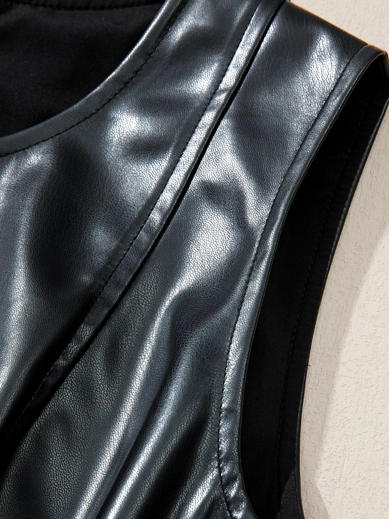 Faux Leather Ruffle Hem Sleeveless Mini Dress - Flip Flop Dynasty