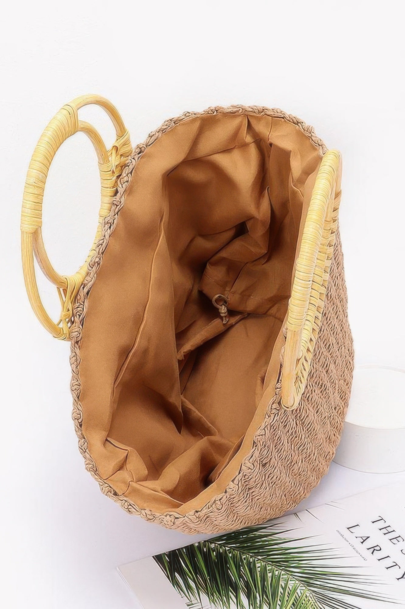 Faux Straw Bamboo Handle Tote Bag - Flip Flop Dynasty