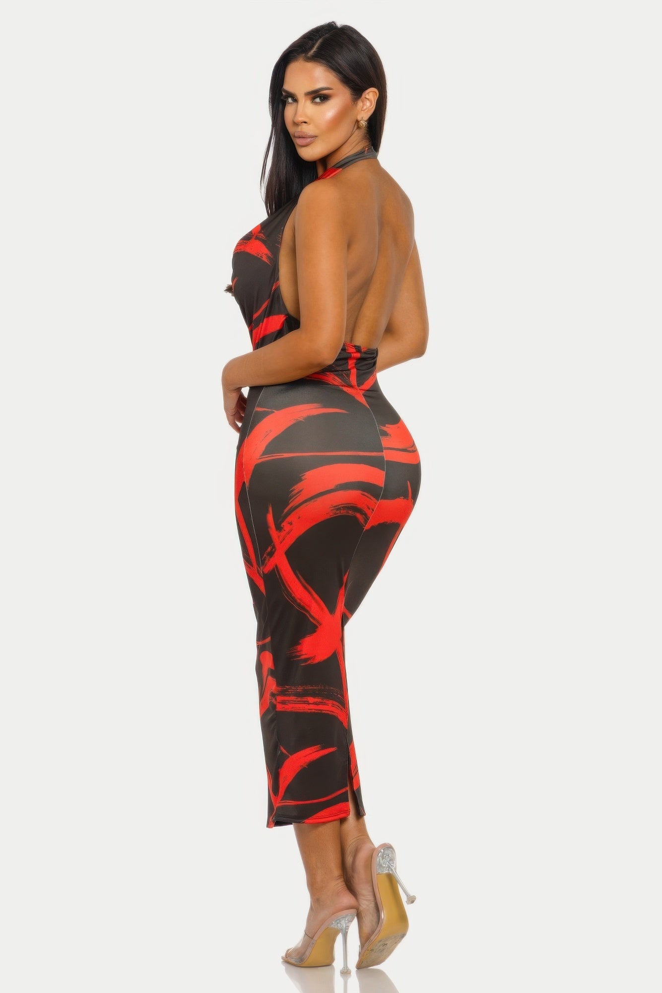 Fierce Stroke Halter Midi Dress - Flip Flop Dynasty