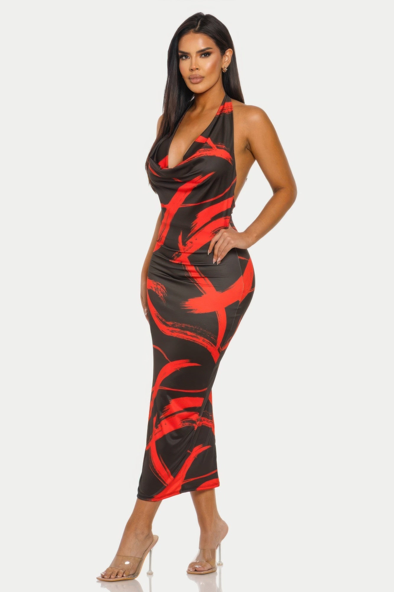 Fierce Stroke Halter Midi Dress - Flip Flop Dynasty
