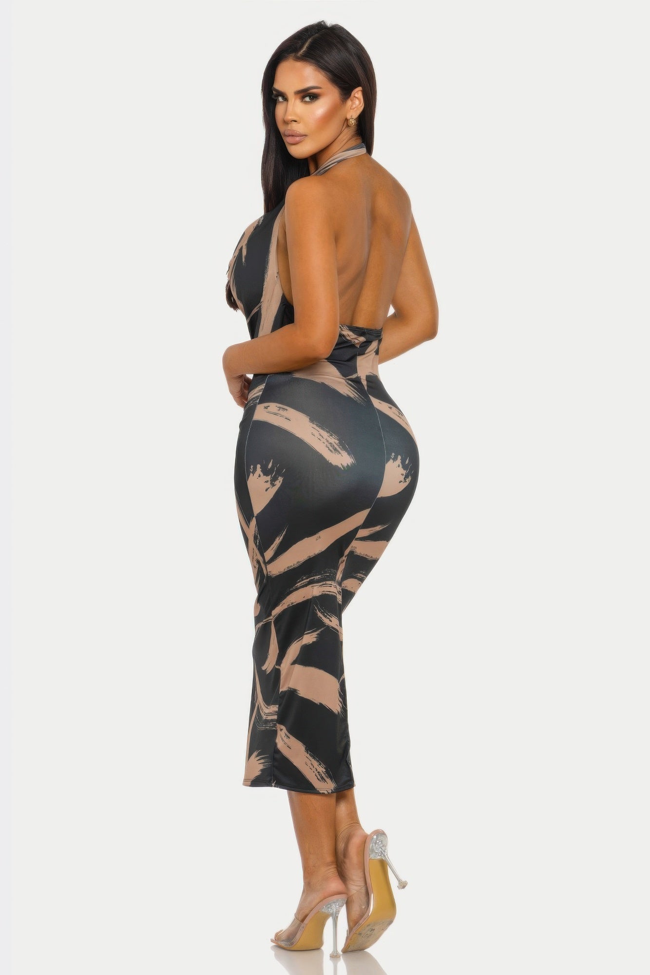 Fierce Stroke Halter Midi Dress - Flip Flop Dynasty