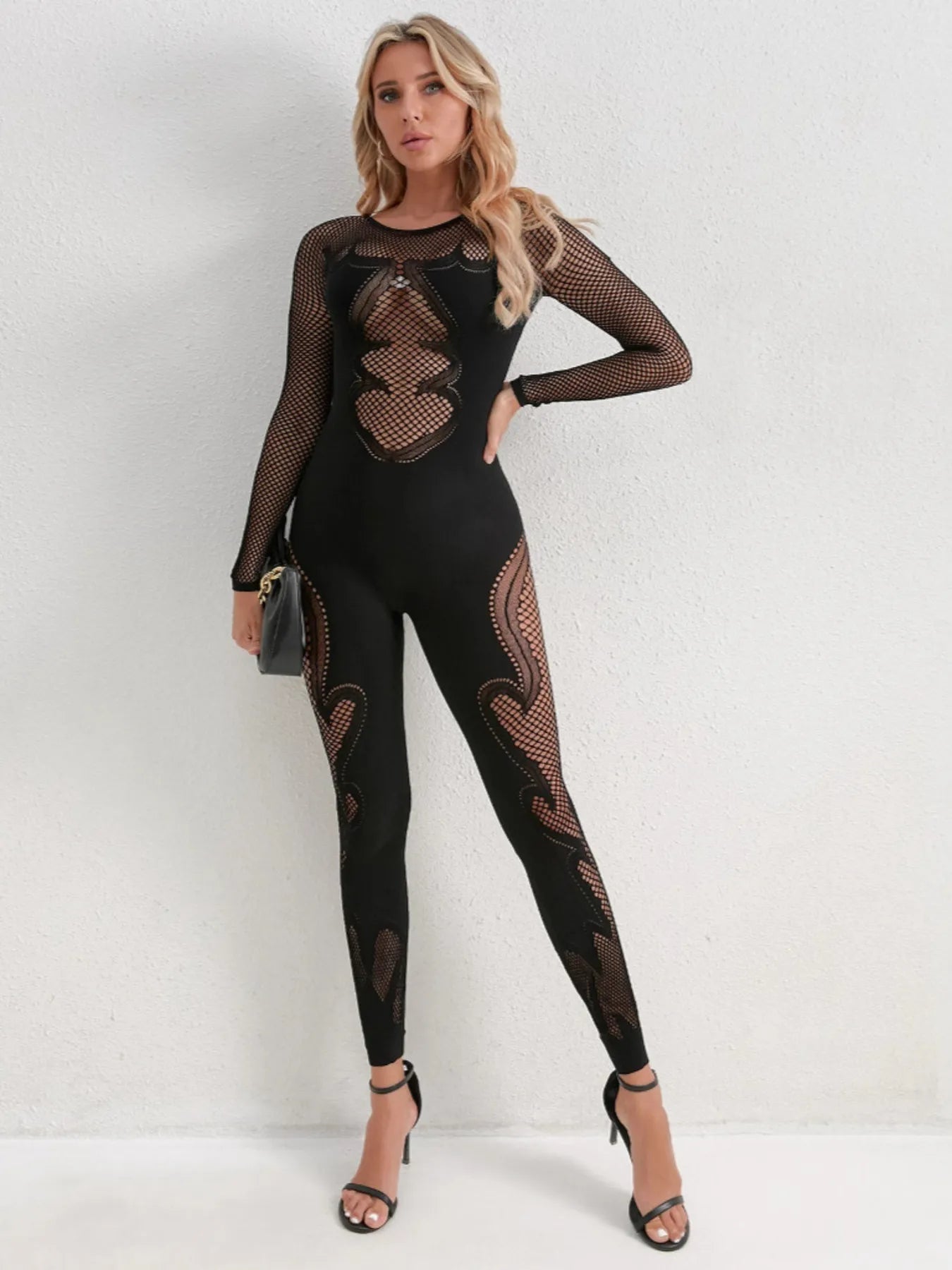 Fishing Net Sheer Long Sleeve Jumpsuit - Flip Flop Dynasty