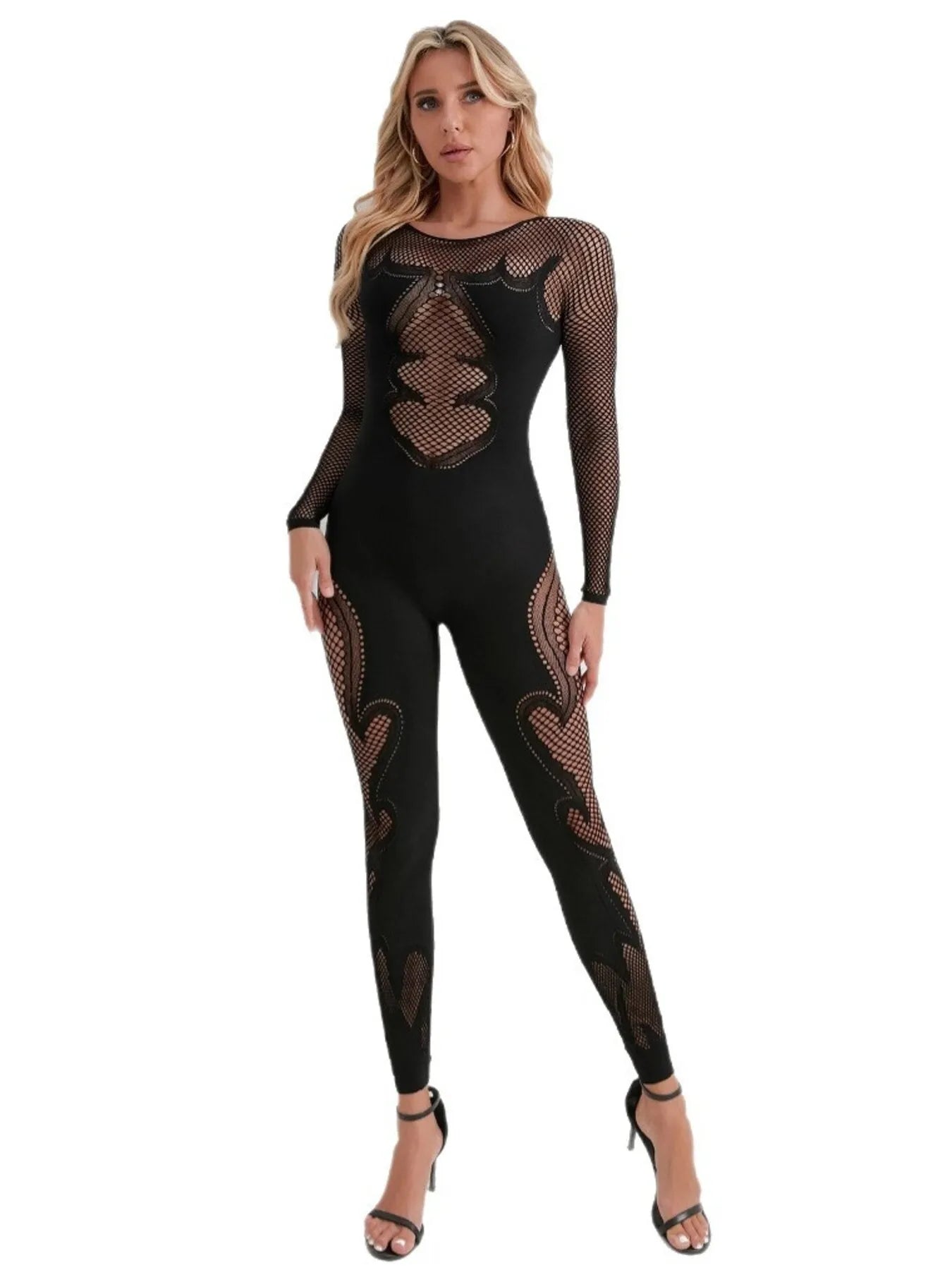 Fishing Net Sheer Long Sleeve Jumpsuit - Flip Flop Dynasty