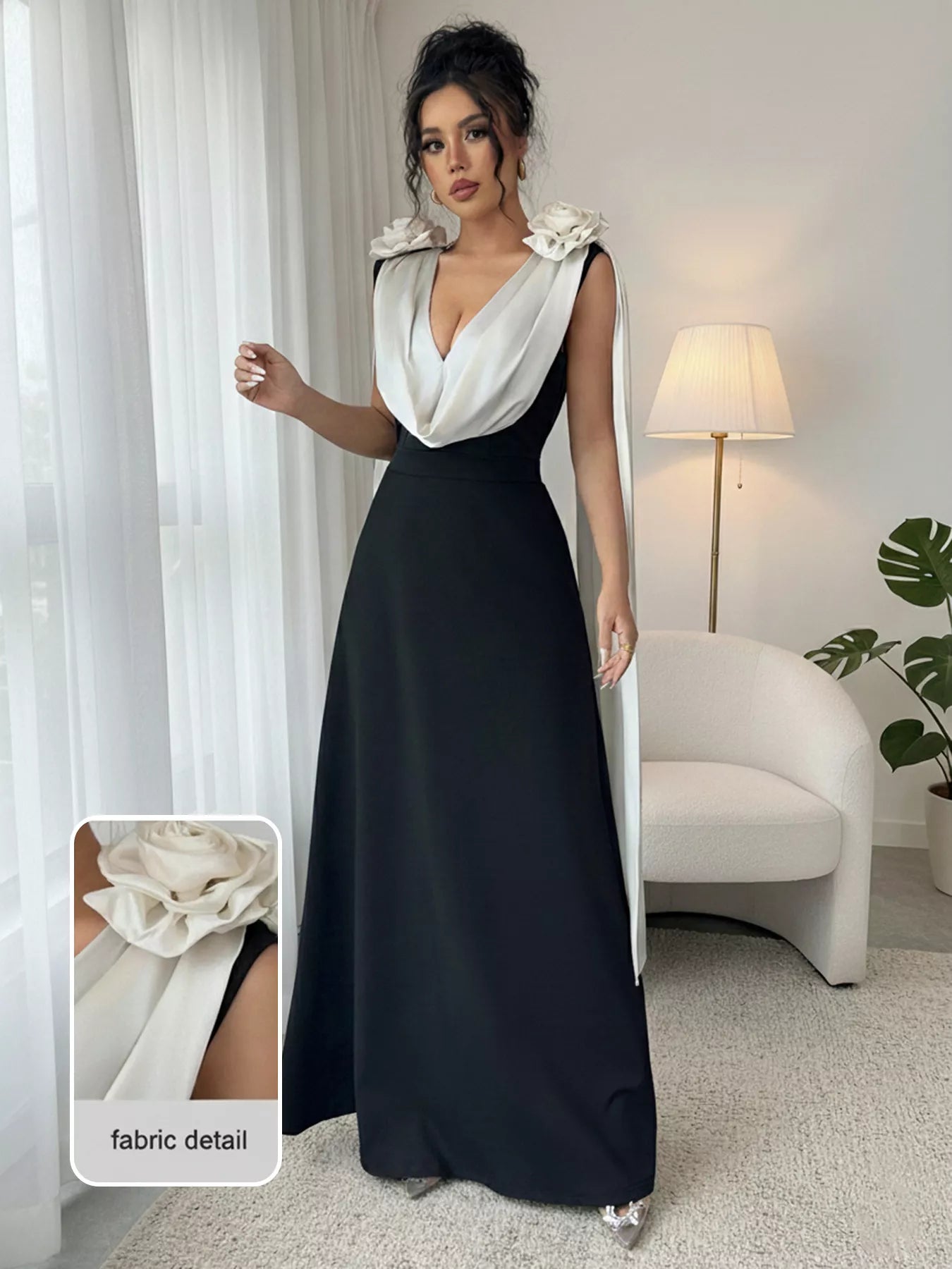 Floral Applique Two Tone Maxi Dress - Flip Flop Dynasty