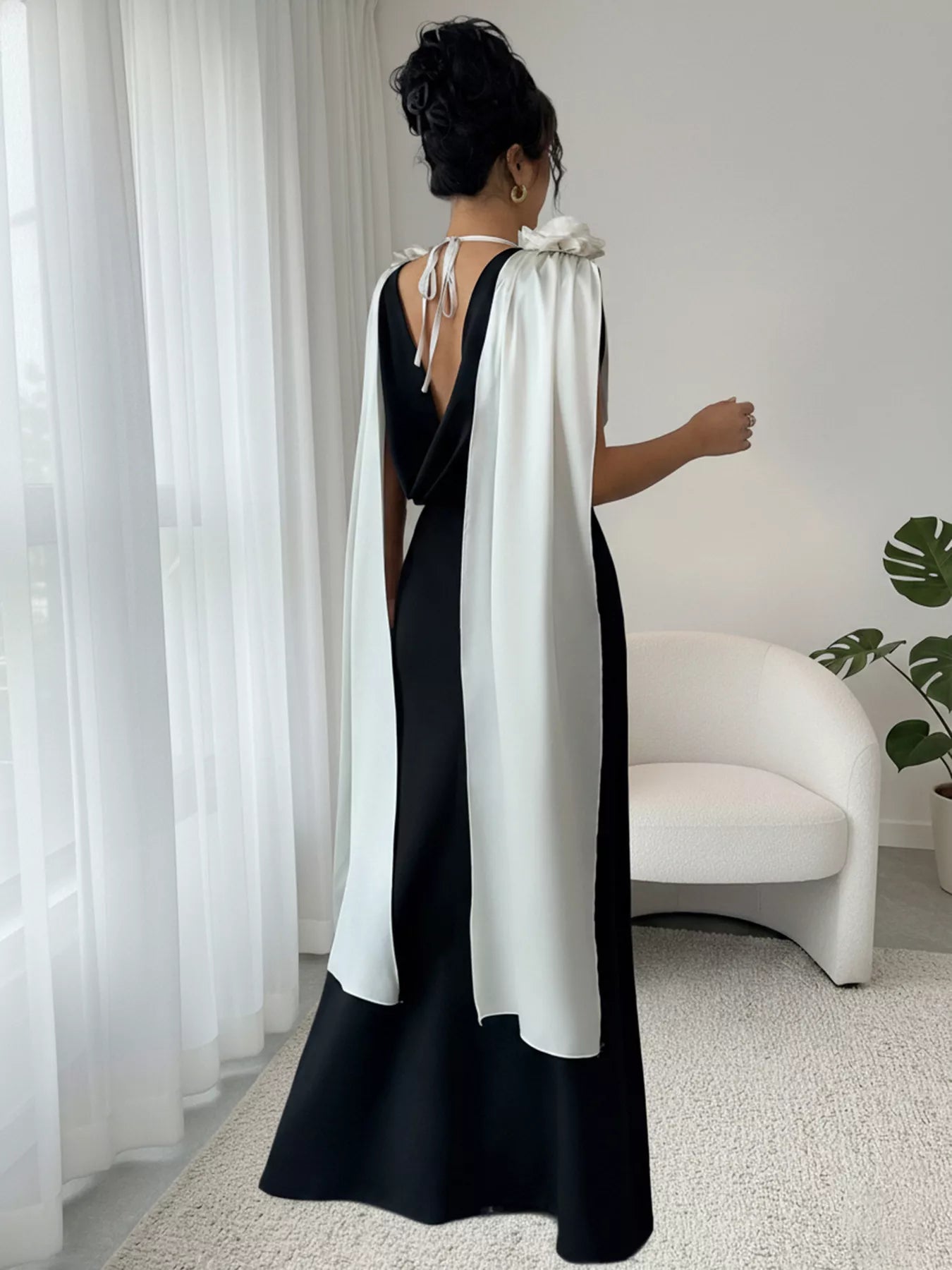 Floral Applique Two Tone Maxi Dress - Flip Flop Dynasty