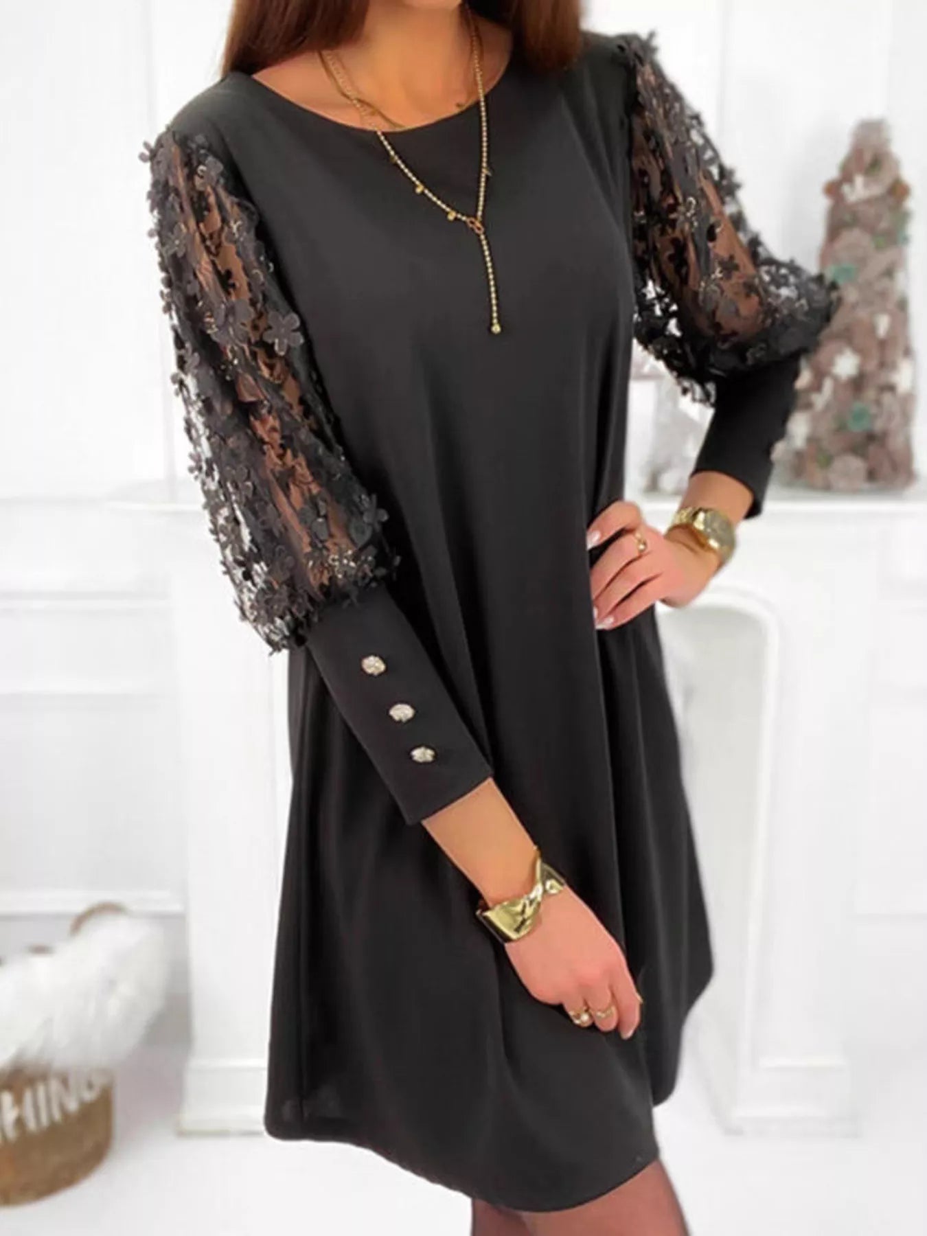 Floral Lace Sleeve Mini Dress - Flip Flop Dynasty