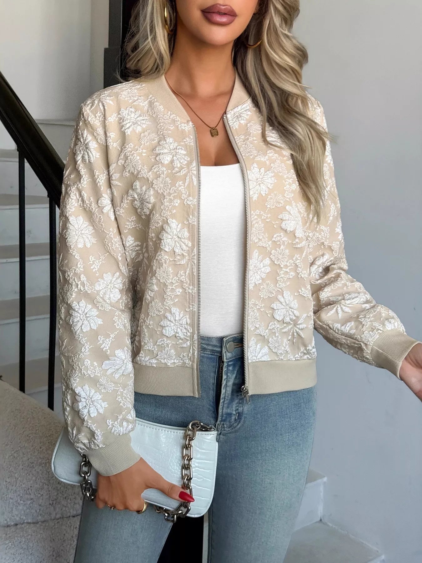 Floral Lightweight Zip Up Jacket - Flip Flop Dynasty