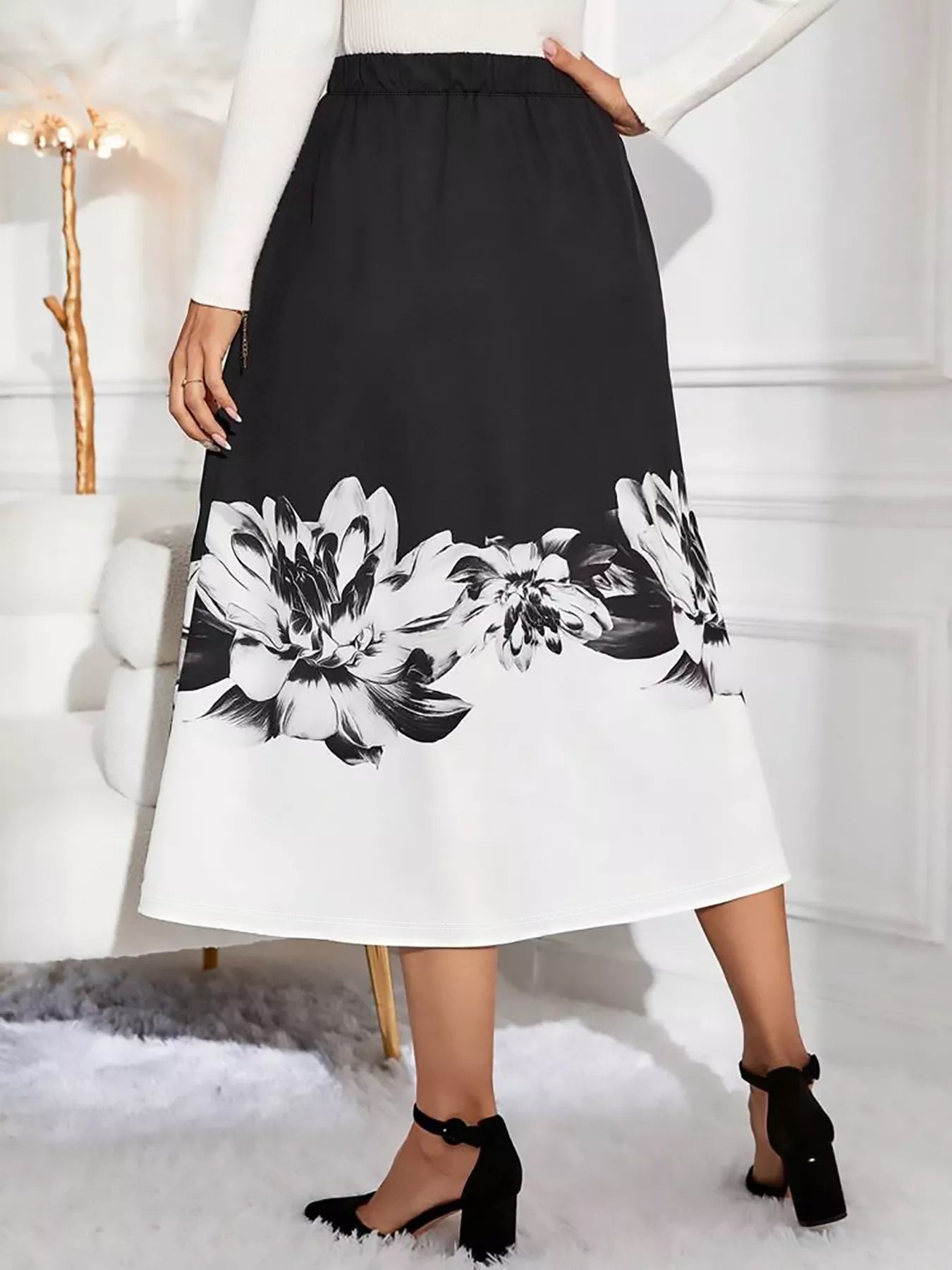 Floral Print A - Line Midi Skirt - Flip Flop Dynasty