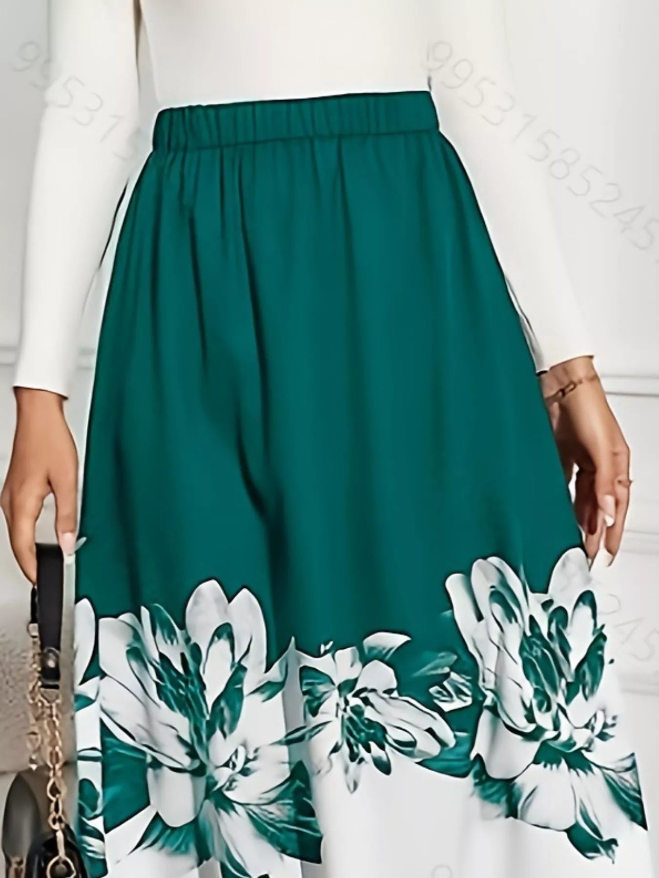 Floral Print A - Line Midi Skirt - Flip Flop Dynasty