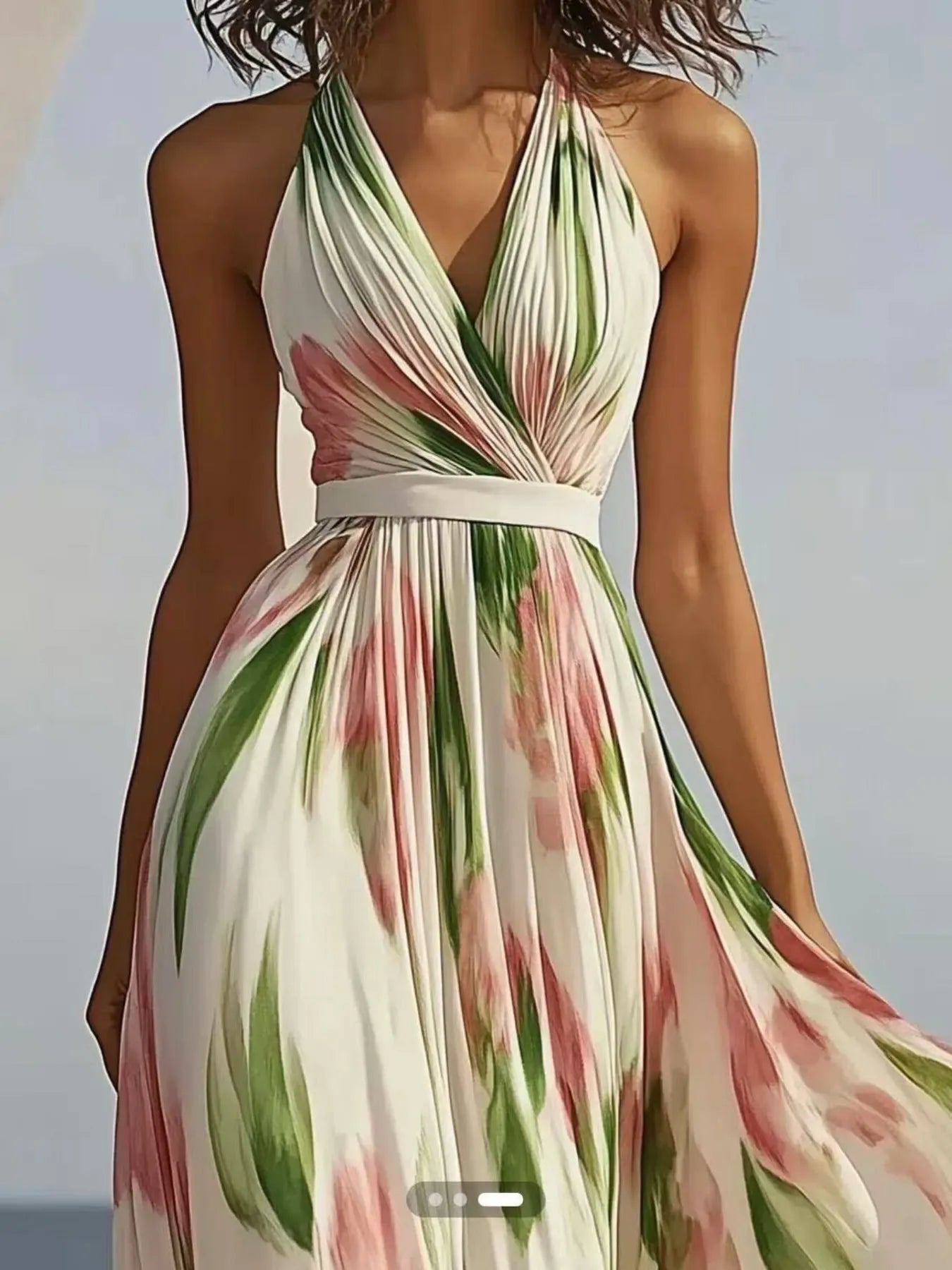 Floral Print Halter Neck Maxi Dress - Flip Flop Dynasty