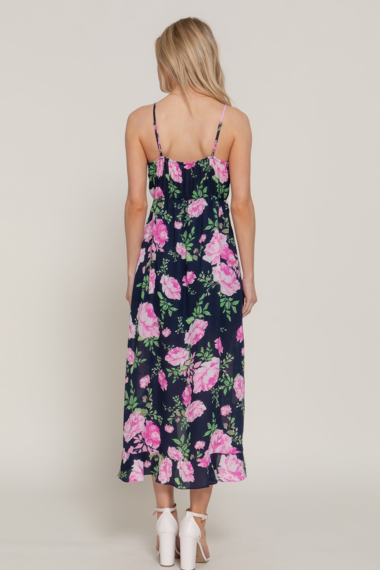 Floral Print Ruffle Slip Midi Dress - Flip Flop Dynasty
