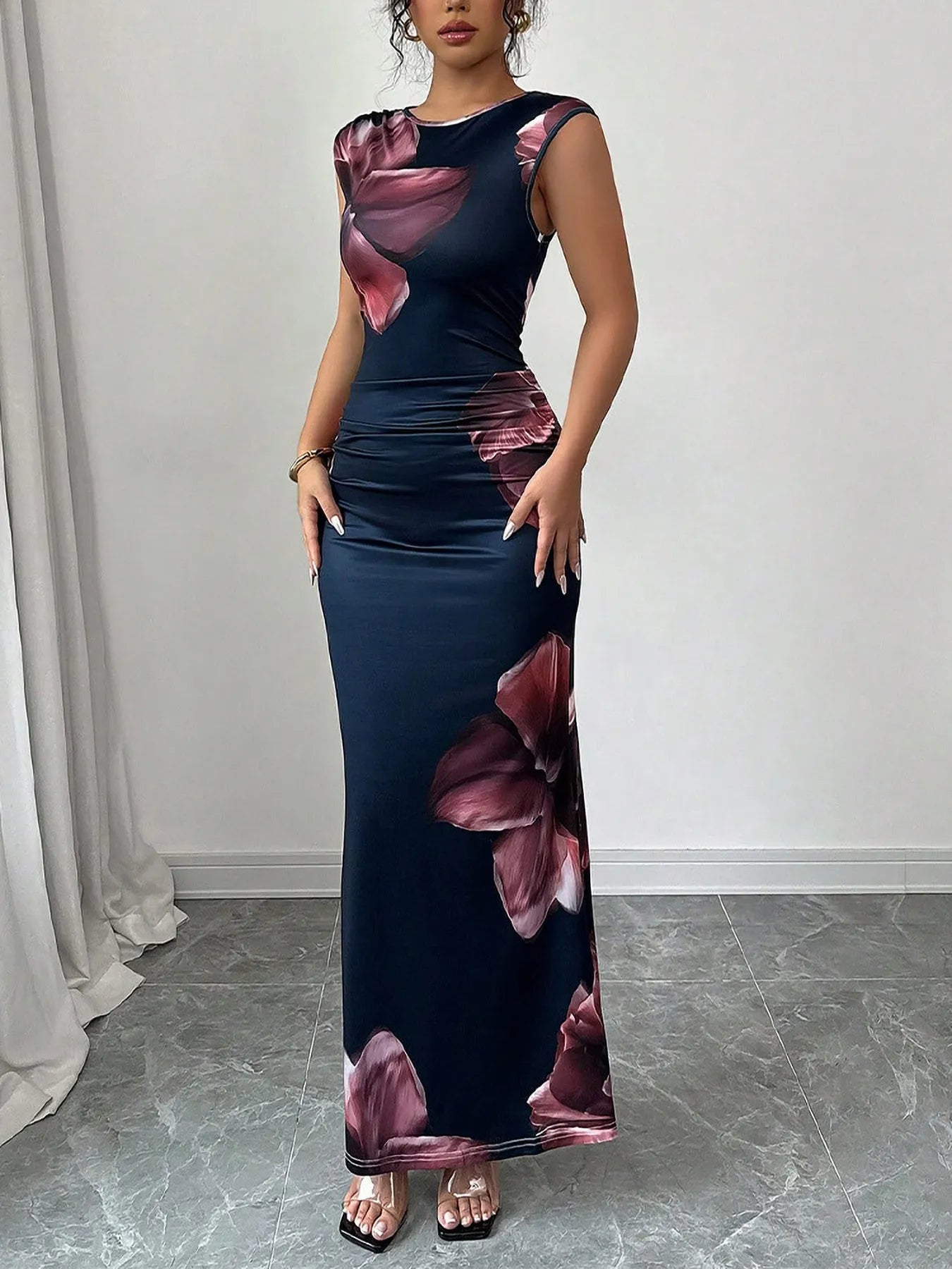 Floral Print Sleeveless Bodycon Maxi Dress - Flip Flop Dynasty