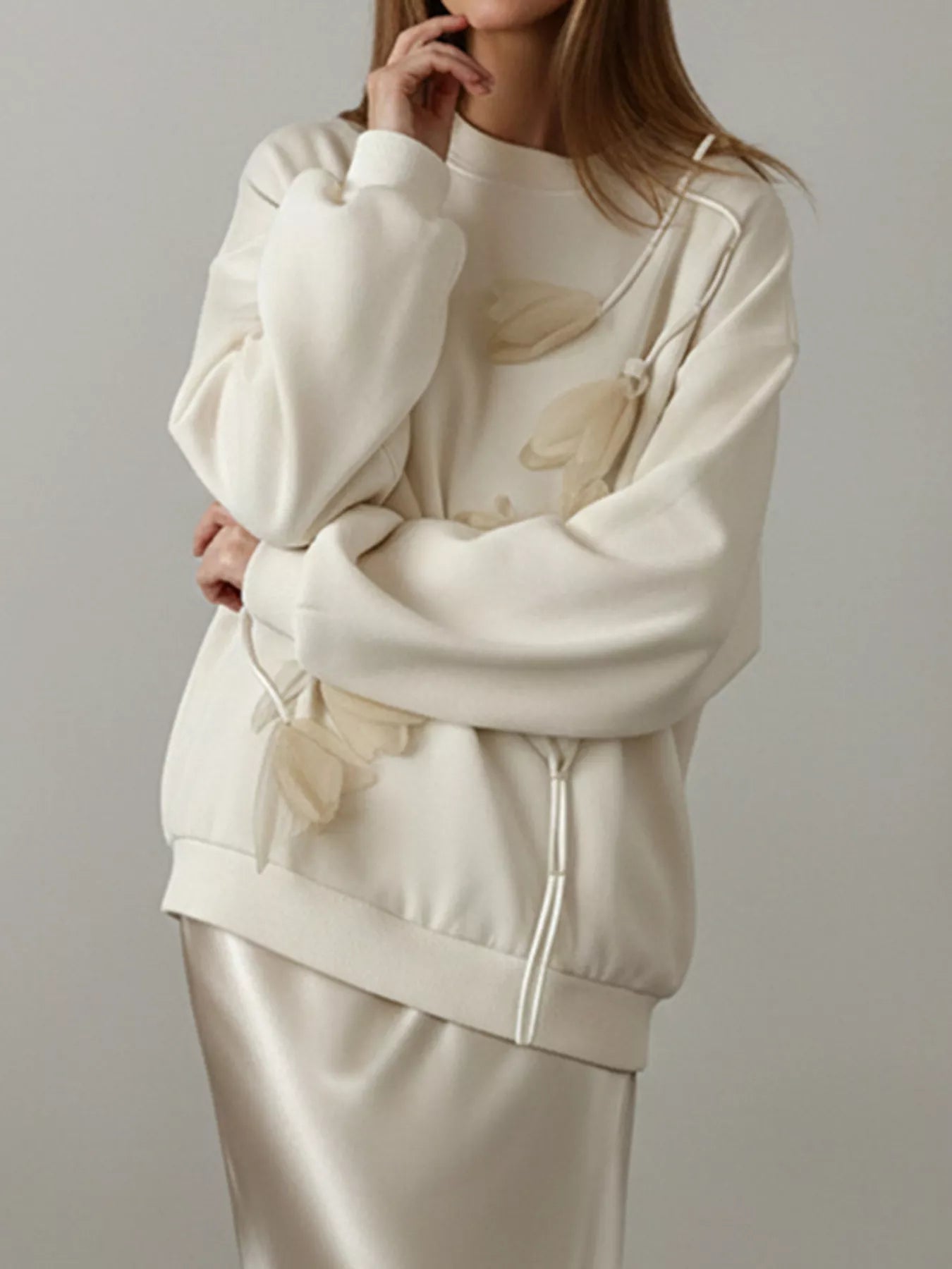 Flower Dropped Shoulder Sweatshirt - Flip Flop Dynasty