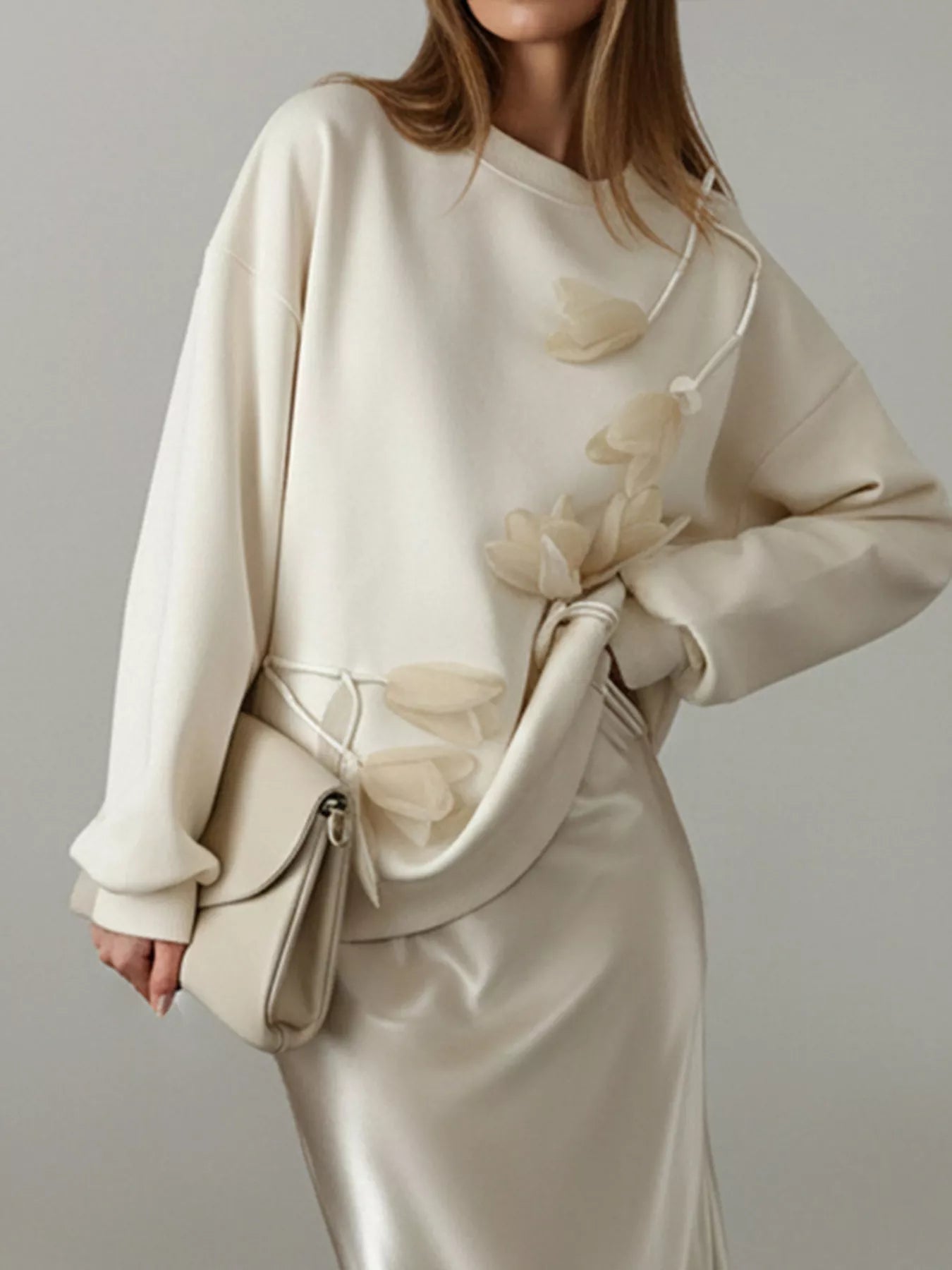 Flower Dropped Shoulder Sweatshirt - Flip Flop Dynasty