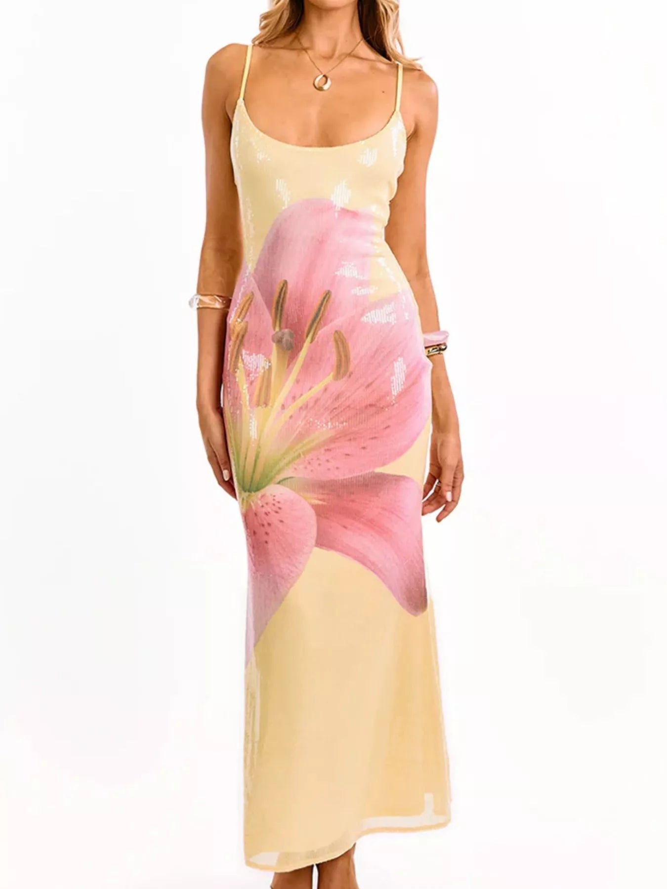 Flower Scoop Neck Maxi Cami Dress - Flip Flop Dynasty