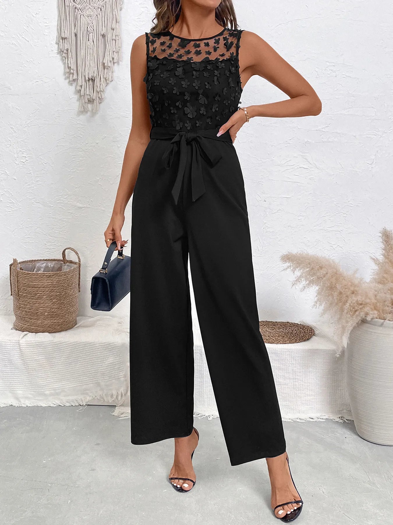 Flower Sleeveless Wide Leg Jumpsuit - Flip Flop Dynasty