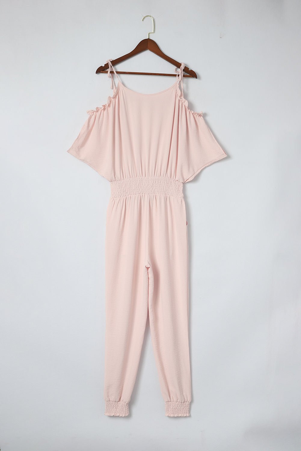 Frill Surplice Cold Shoulder Jumpsuit - Flip Flop Dynasty