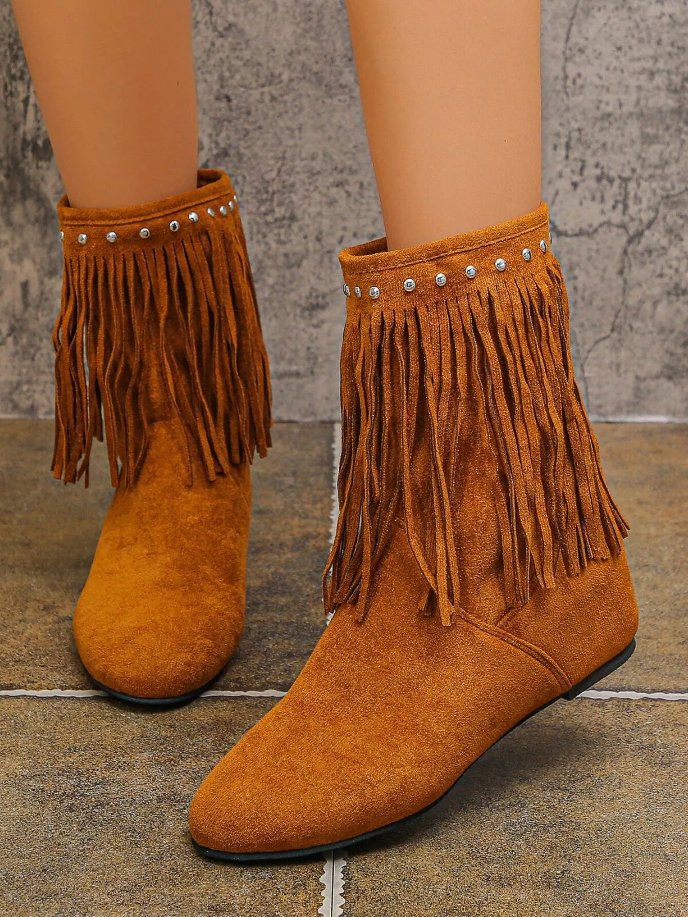 Fringe Boots with Studded Details - Flip Flop Dynasty