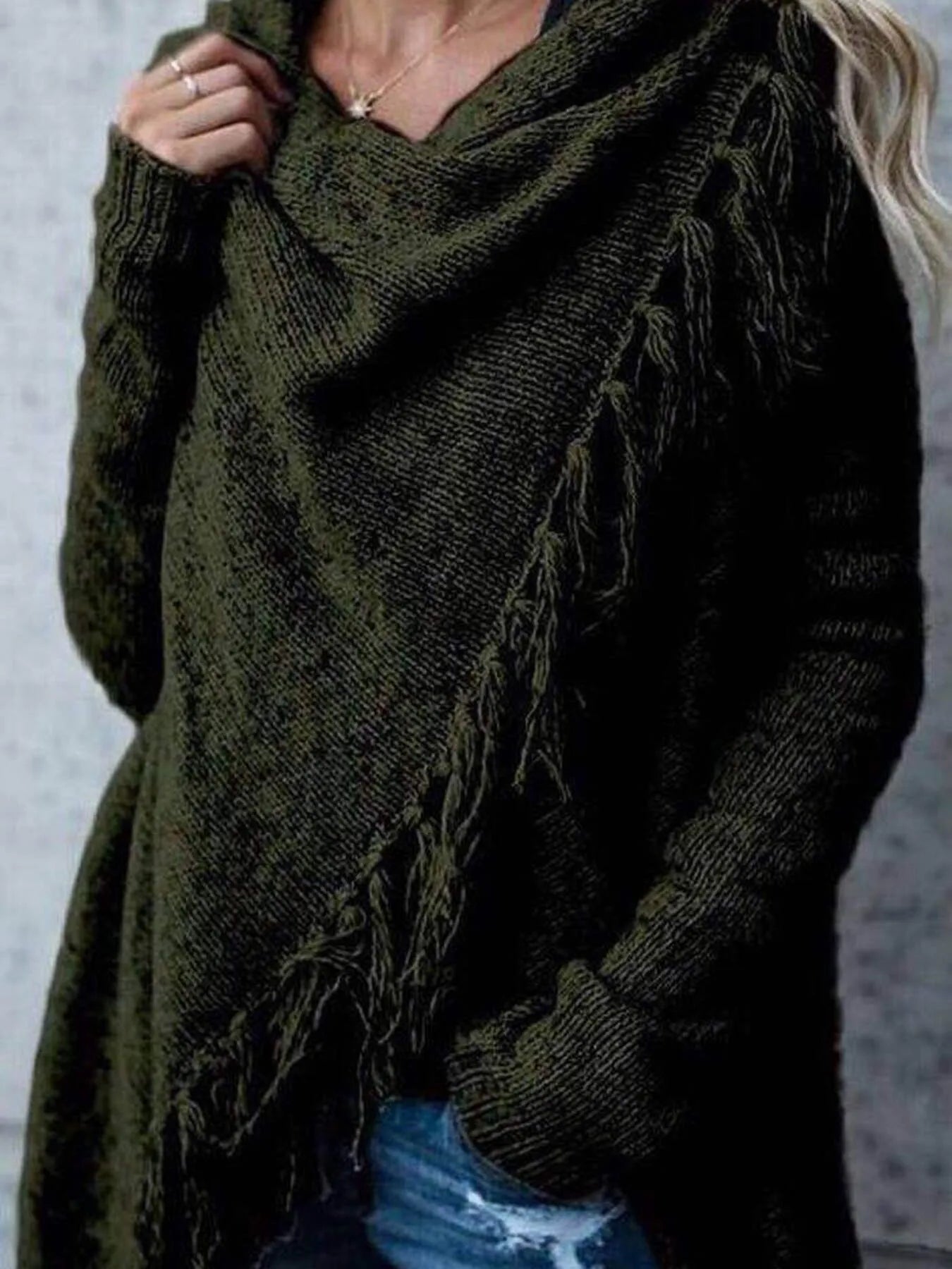 Fringe Long Sleeve Wrap Cardigan - Flip Flop Dynasty