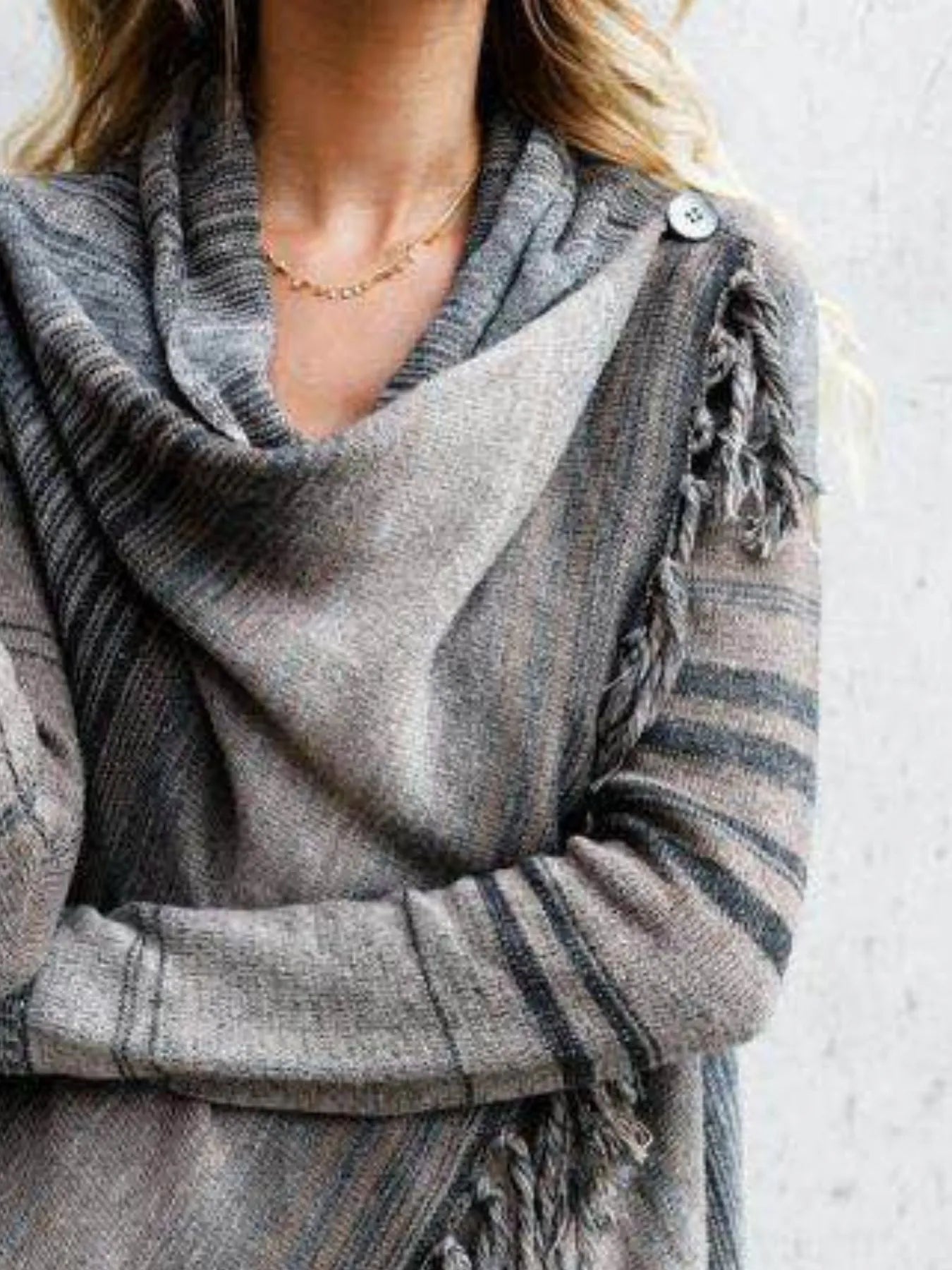Fringe Long Sleeve Wrap Cardigan - Flip Flop Dynasty