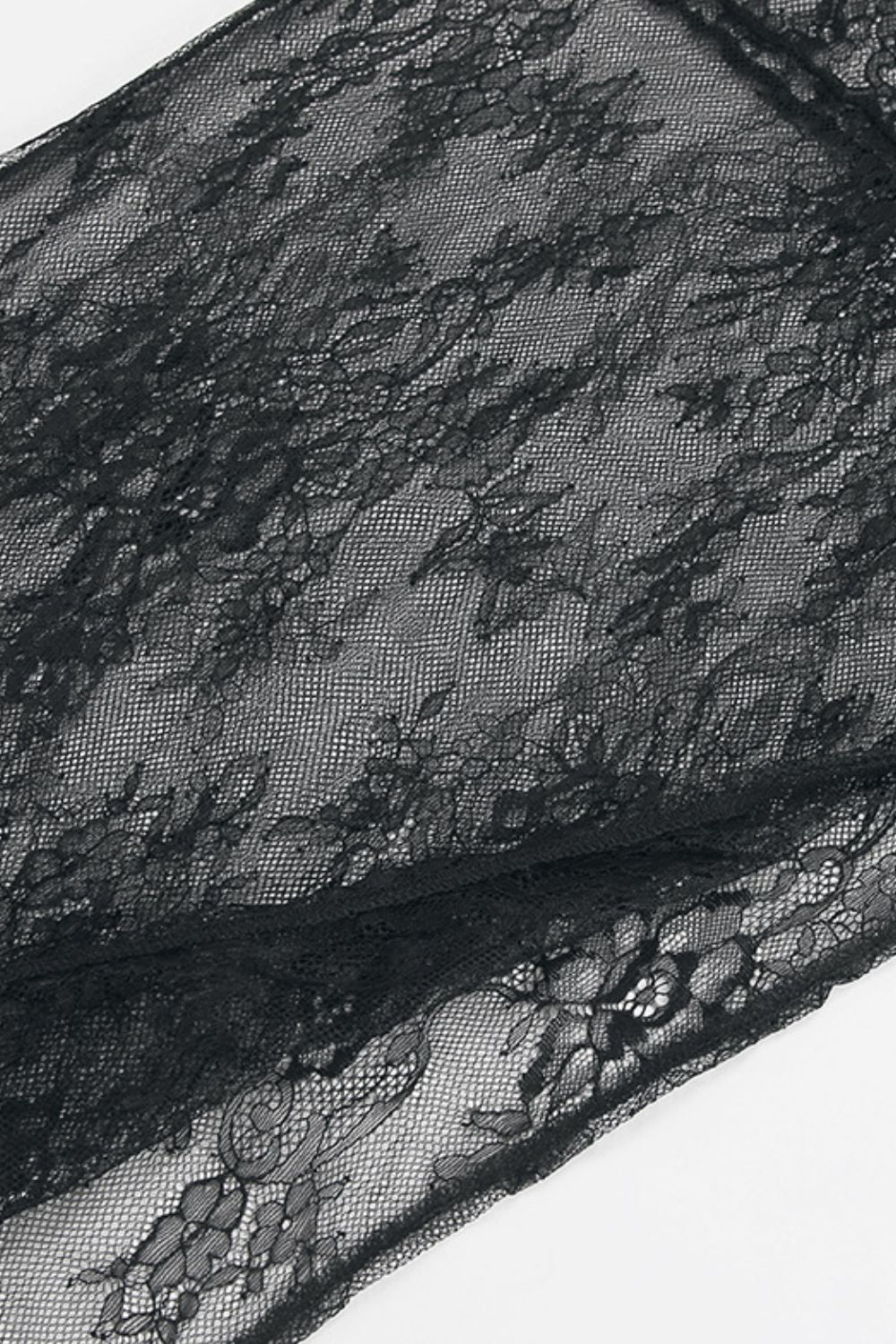 Fringe Round Neck Long Sleeve Lace Sheer Top - Flip Flop Dynasty