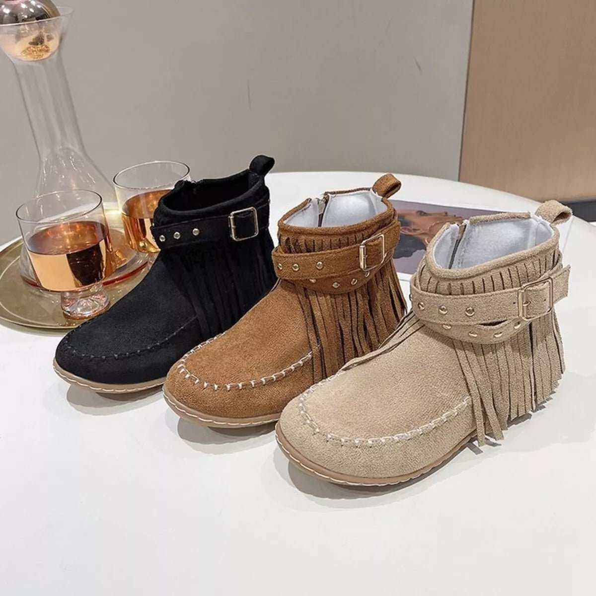 Fringe Round Toe Boots - Flip Flop Dynasty