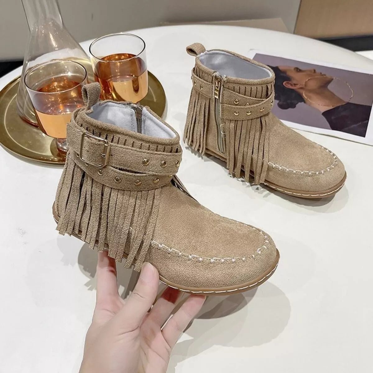 Fringe Round Toe Boots - Flip Flop Dynasty
