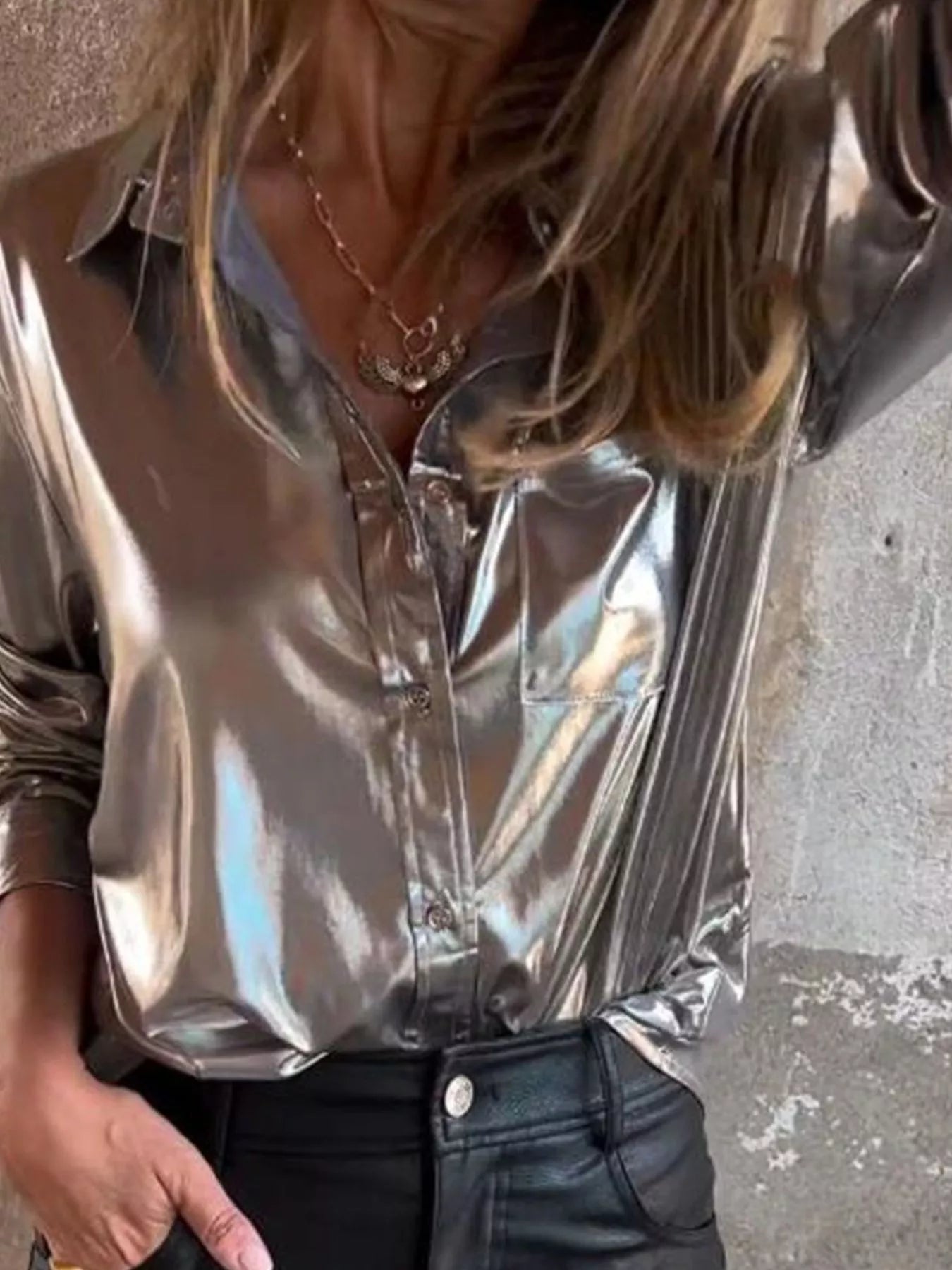 Full Size Button - Down Long Sleeve Shirt Plus Size - Flip Flop Dynasty