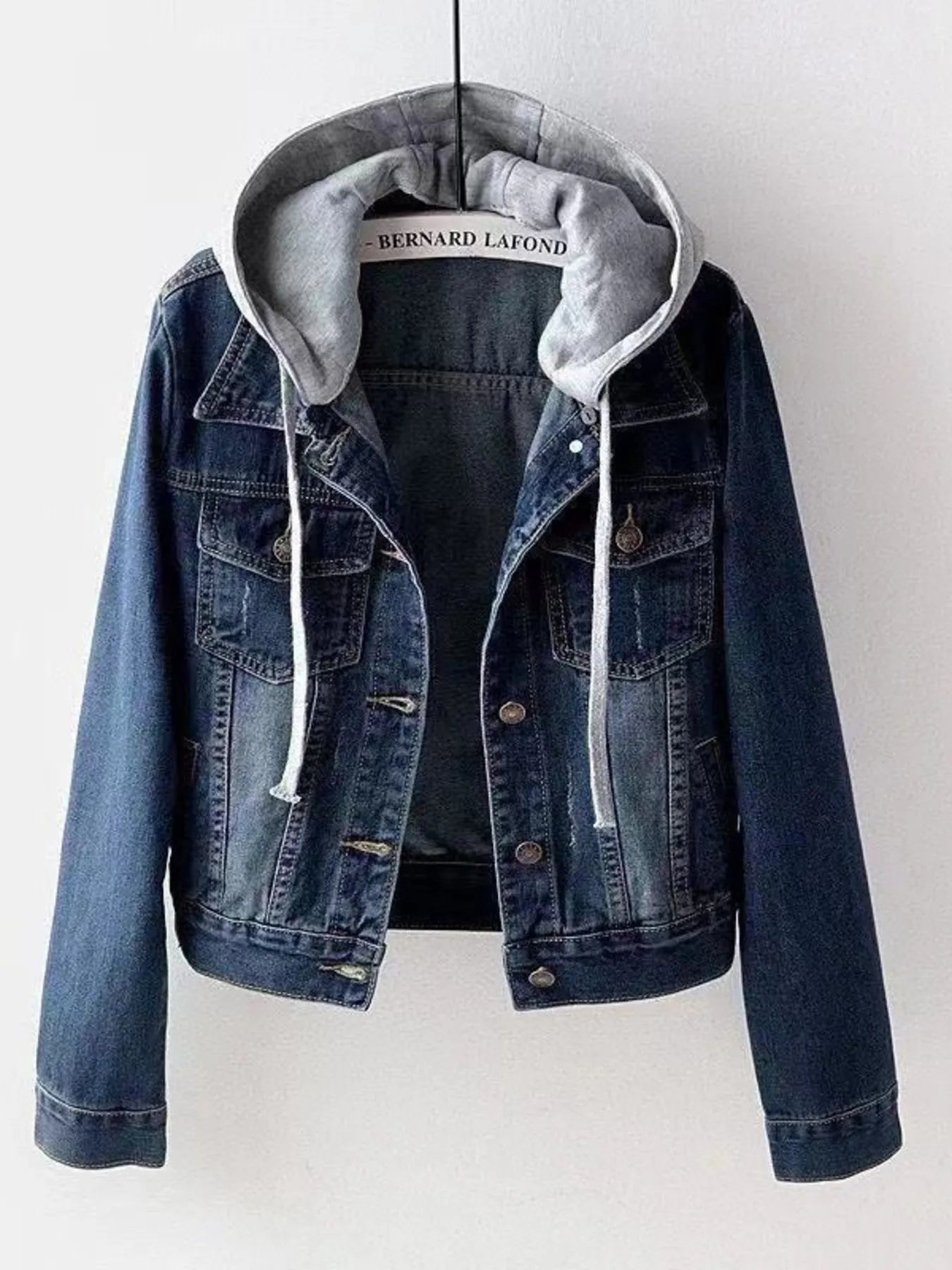 Full Size Button Up Drawstring Hooded Denim Jacket Plus Size - Flip Flop Dynasty