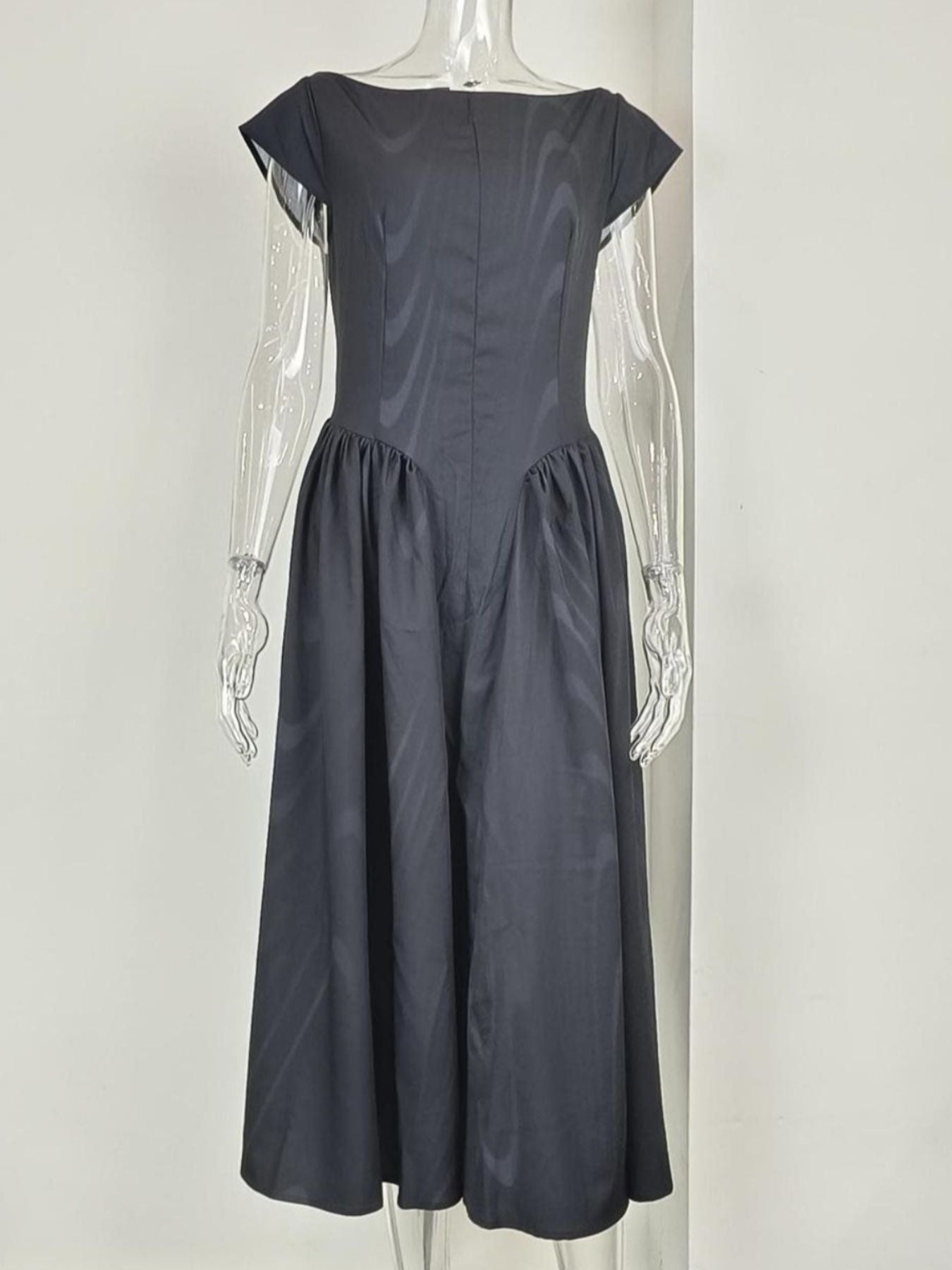 Full Size Cap Sleeve A - Line Midi Dress Plus Size - Flip Flop Dynasty