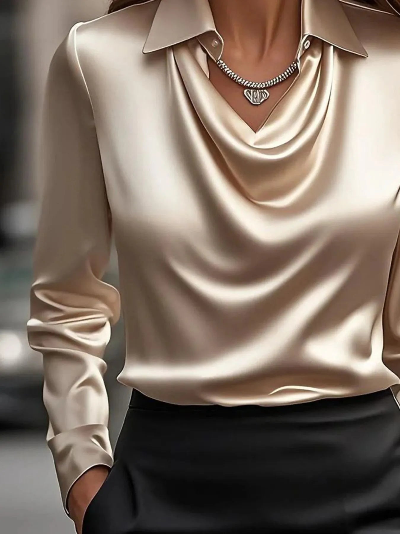 Full Size Collared Neck Long Sleeve Blouse Plus Size - Flip Flop Dynasty