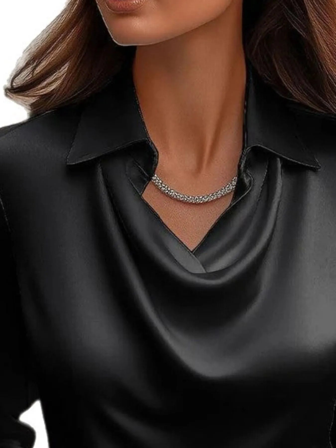 Full Size Collared Neck Long Sleeve Blouse Plus Size - Flip Flop Dynasty