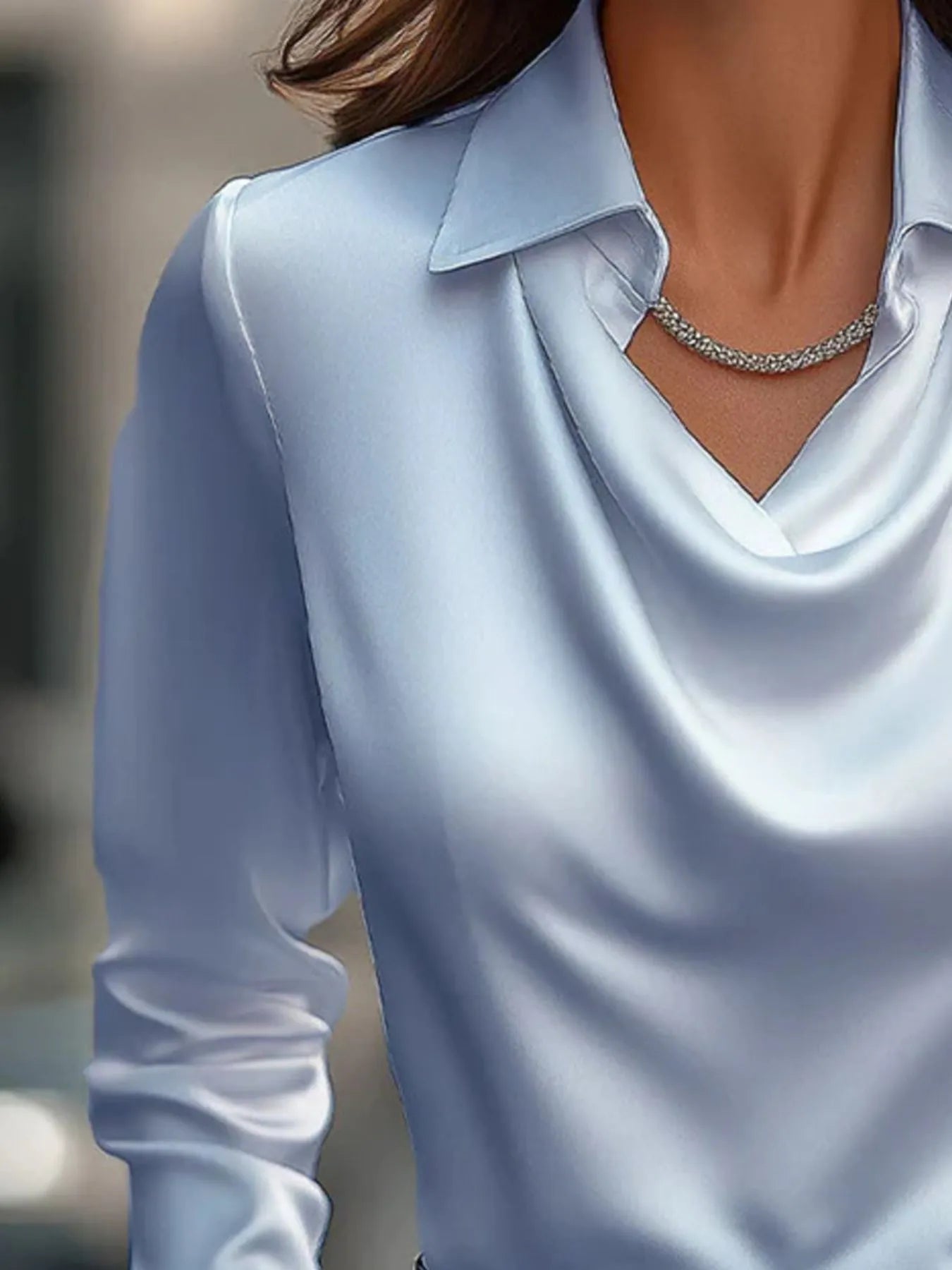 Full Size Collared Neck Long Sleeve Blouse Plus Size - Flip Flop Dynasty