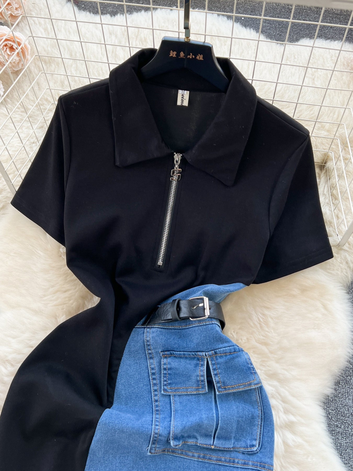 Full Size Color Block Denim Patchwork Short Sleeve Midi Dress Plus Size - Flip Flop Dynasty
