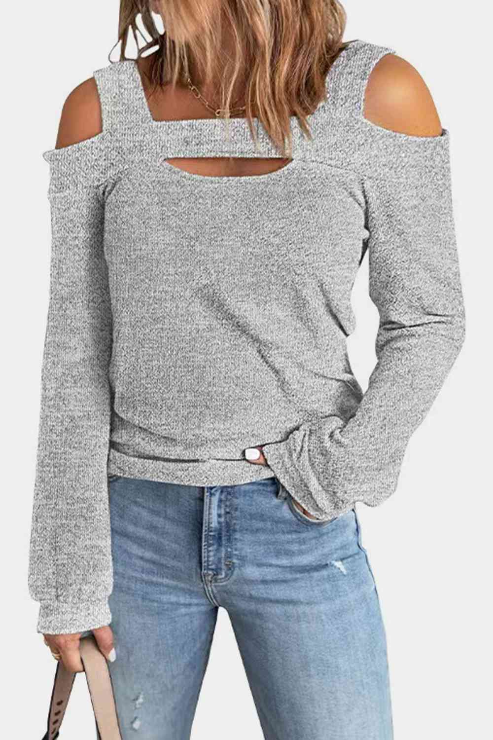 Full Size Cutout Cold Shoulder Blouse - Flip Flop Dynasty