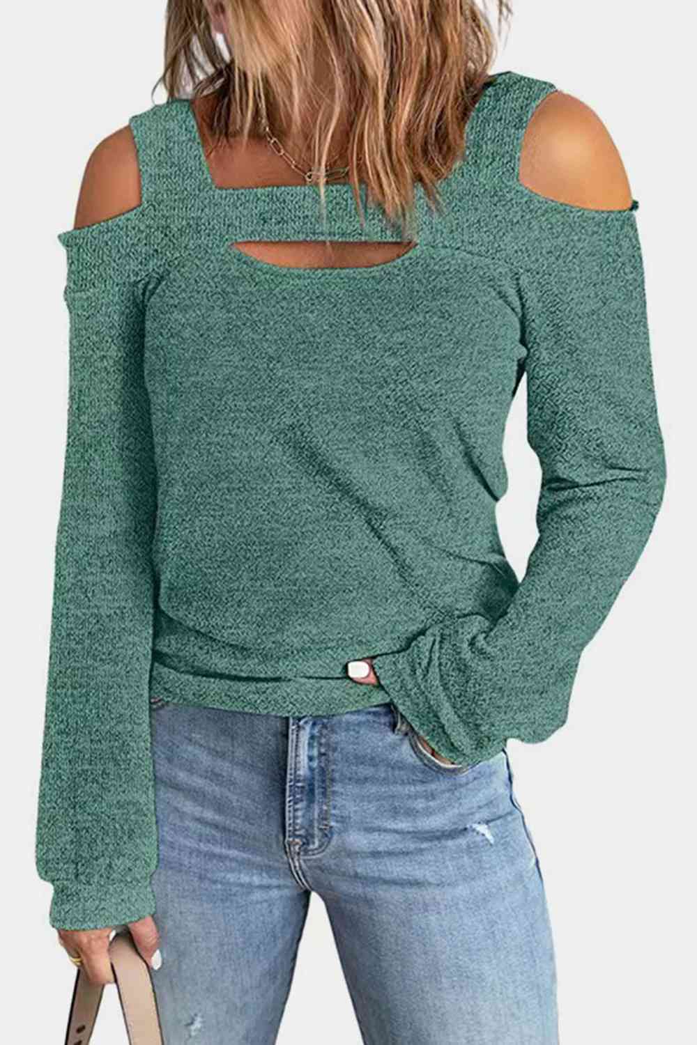 Full Size Cutout Cold Shoulder Blouse - Flip Flop Dynasty