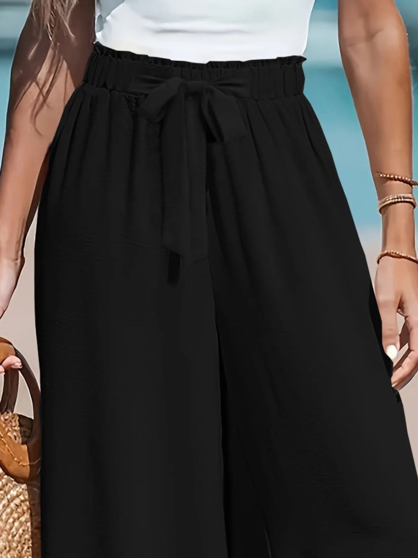 Full Size Drawstring Waist Wide Leg Pants Plus Size - Flip Flop Dynasty