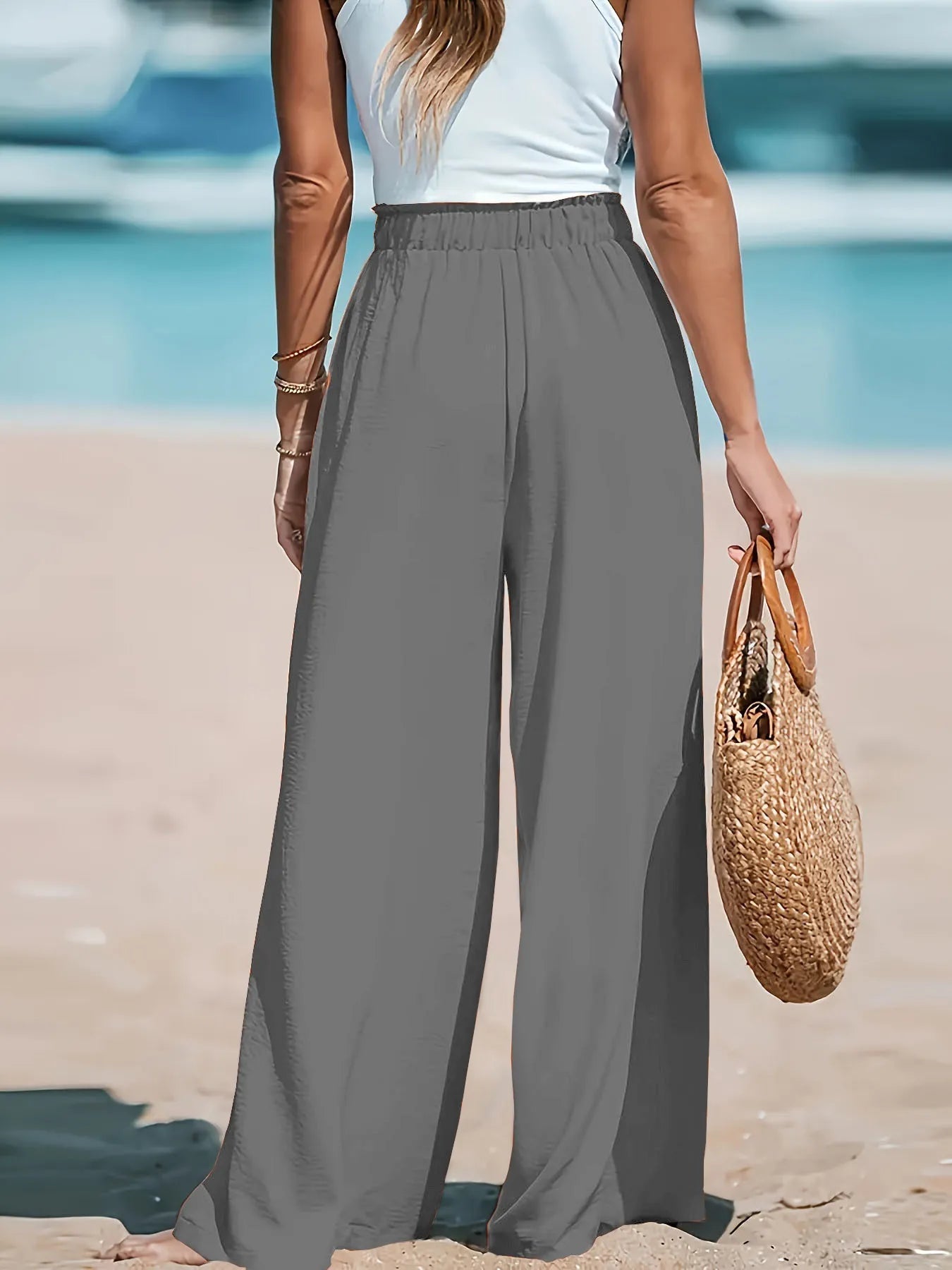 Full Size Drawstring Waist Wide Leg Pants Plus Size - Flip Flop Dynasty