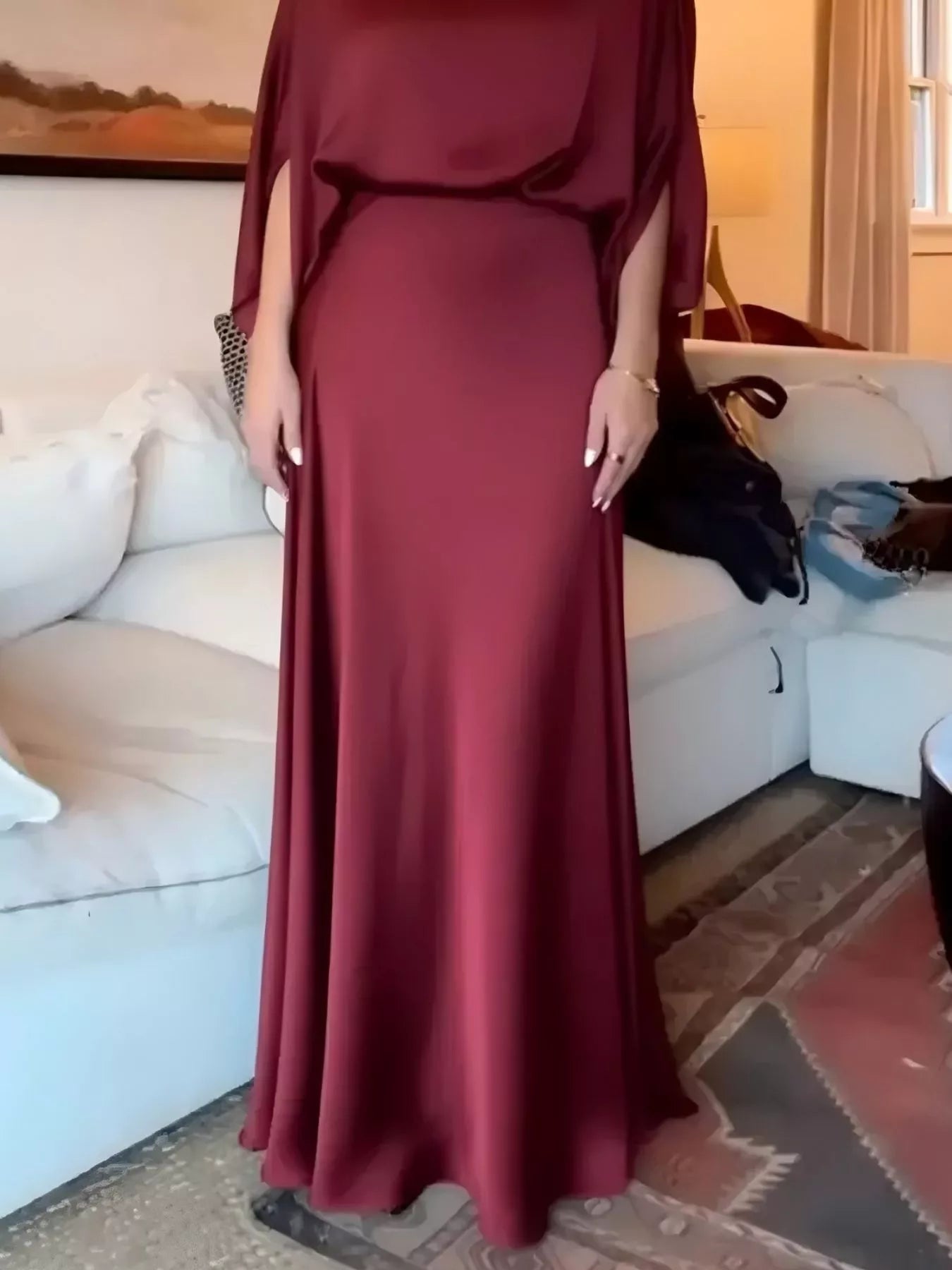 Full Size Elegant Batwing Sleeve Maxi Dress Plus Size - Flip Flop Dynasty