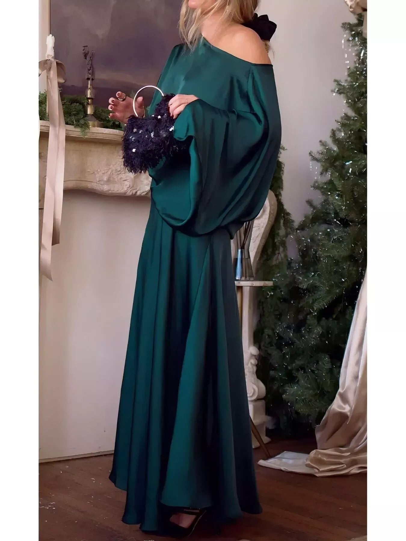 Full Size Elegant Batwing Sleeve Maxi Dress Plus Size - Flip Flop Dynasty