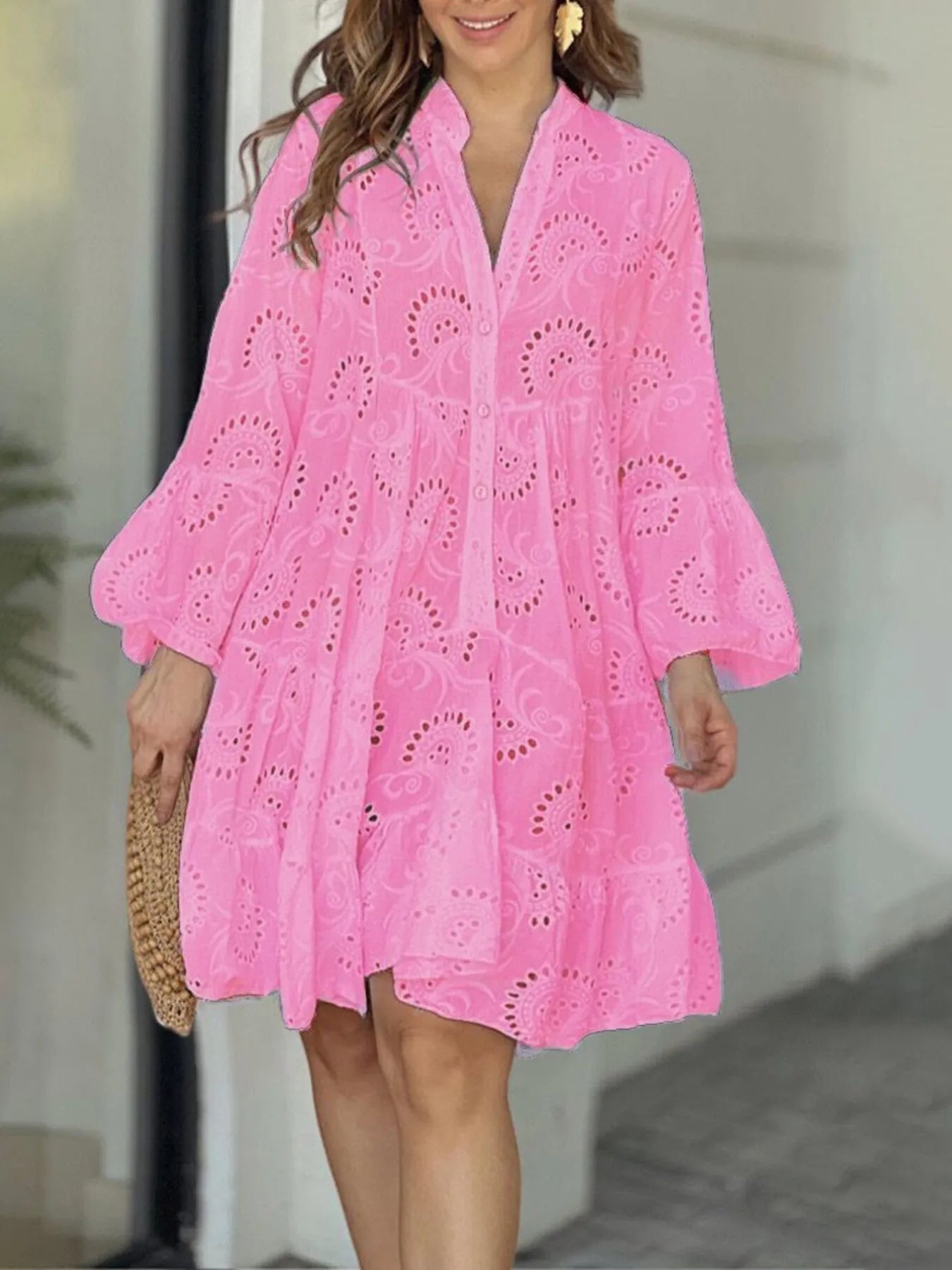 Full Size Eyelet Ruffled Hem Tiered Dress Plus Size - Flip Flop Dynasty