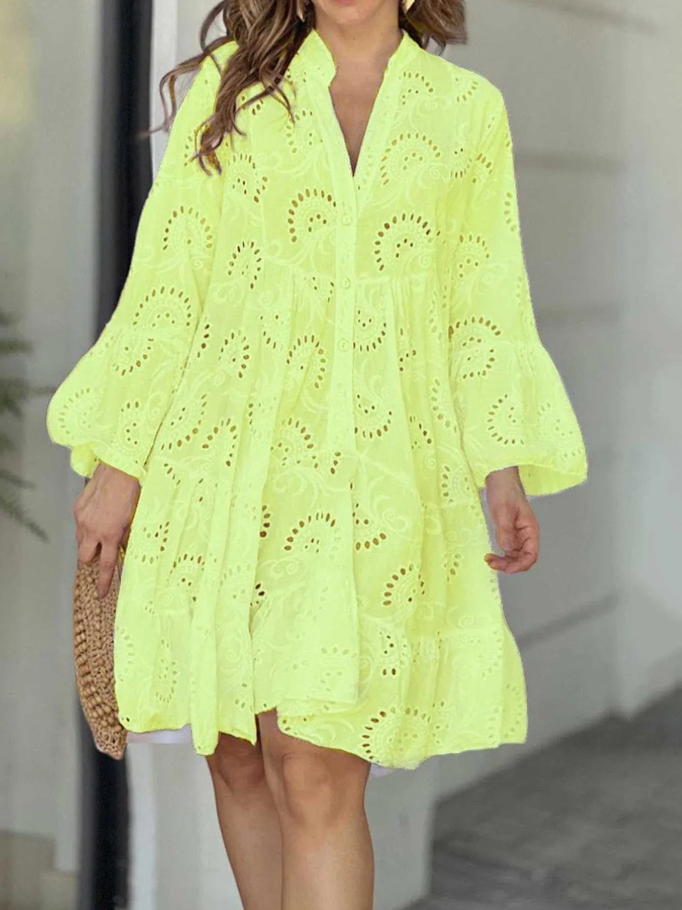Full Size Eyelet Ruffled Hem Tiered Dress Plus Size - Flip Flop Dynasty