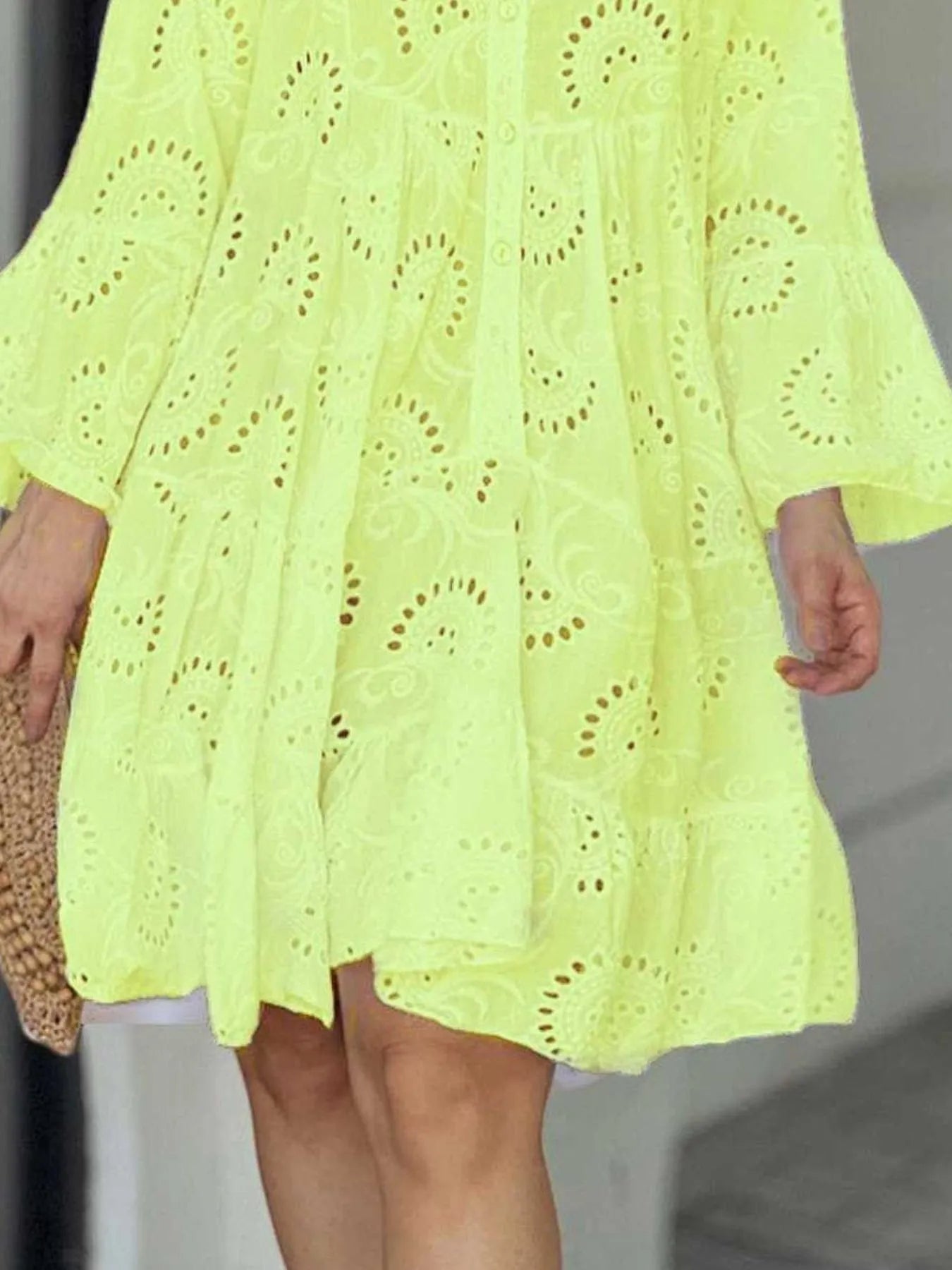 Full Size Eyelet Ruffled Hem Tiered Dress Plus Size - Flip Flop Dynasty