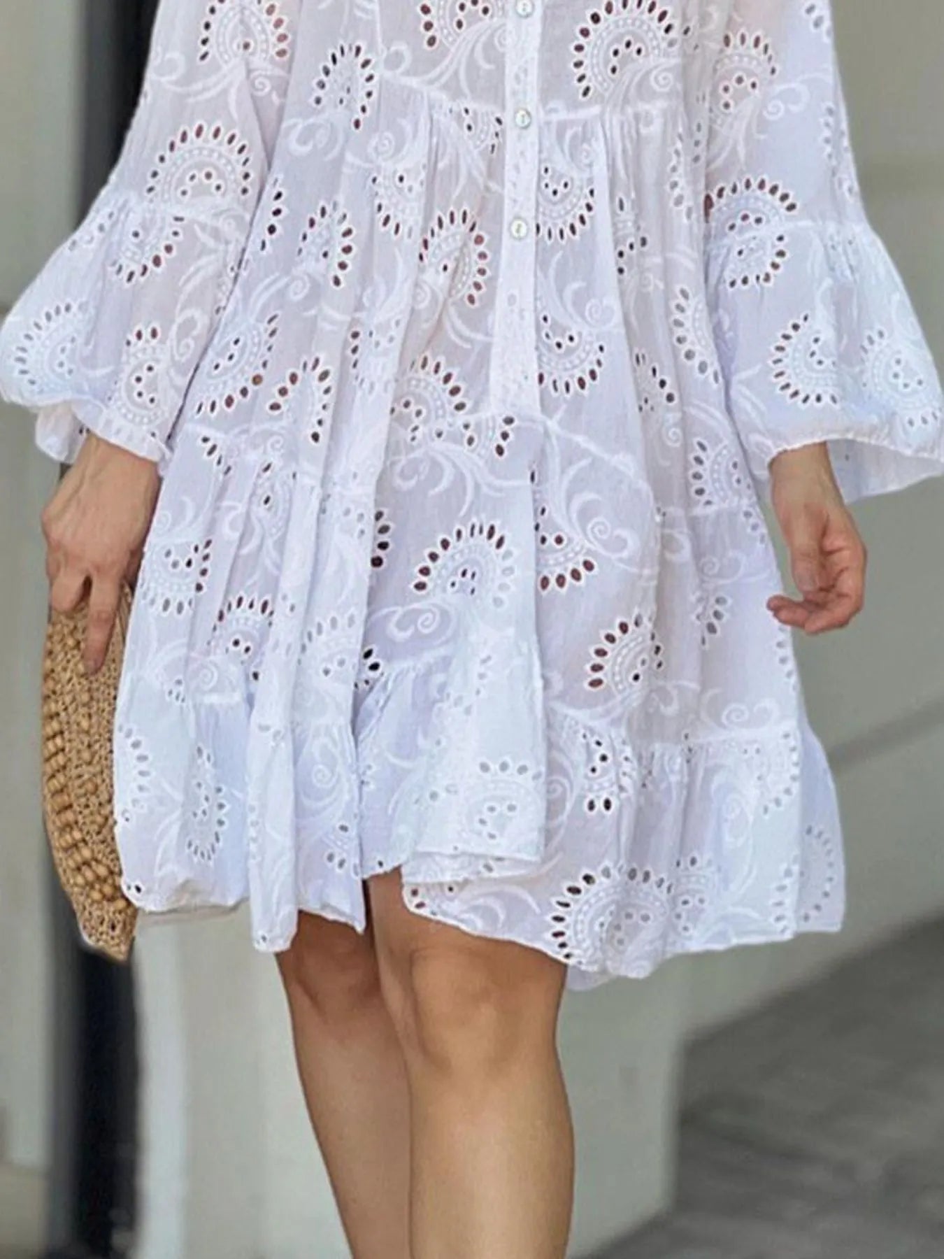 Full Size Eyelet Ruffled Hem Tiered Dress Plus Size - Flip Flop Dynasty