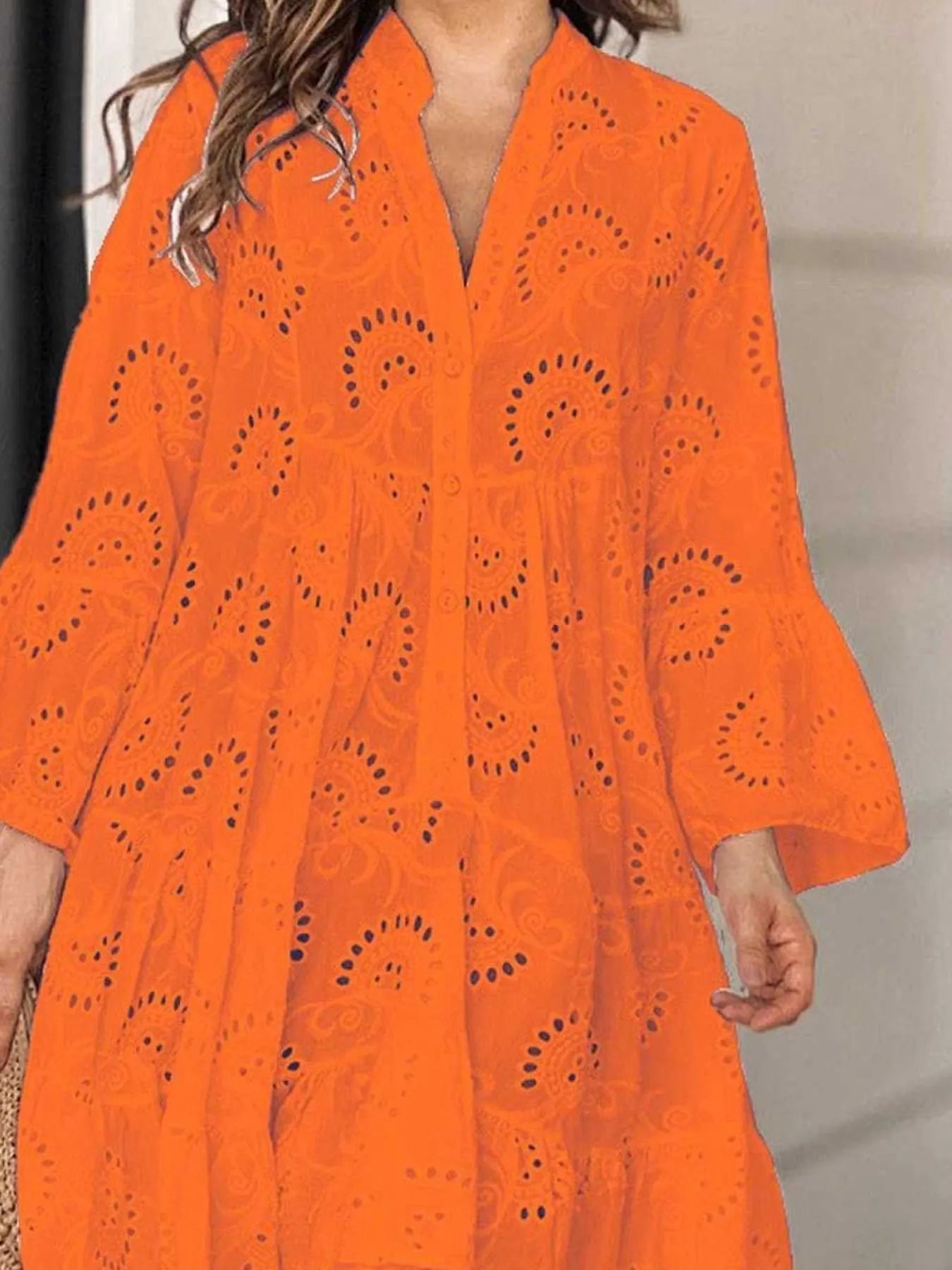 Full Size Eyelet Ruffled Hem Tiered Dress Plus Size - Flip Flop Dynasty