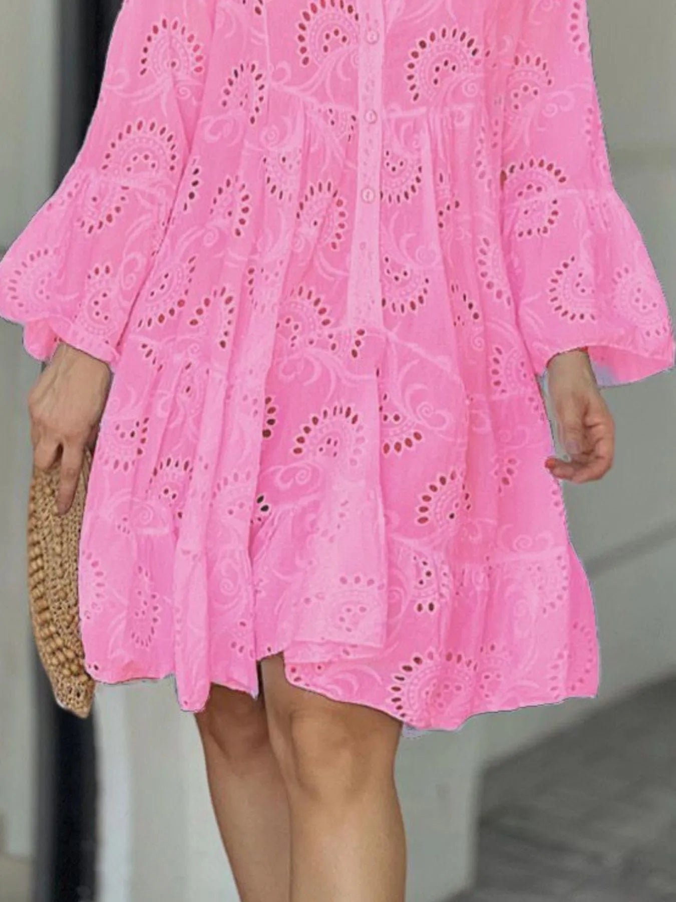 Full Size Eyelet Ruffled Hem Tiered Dress Plus Size - Flip Flop Dynasty