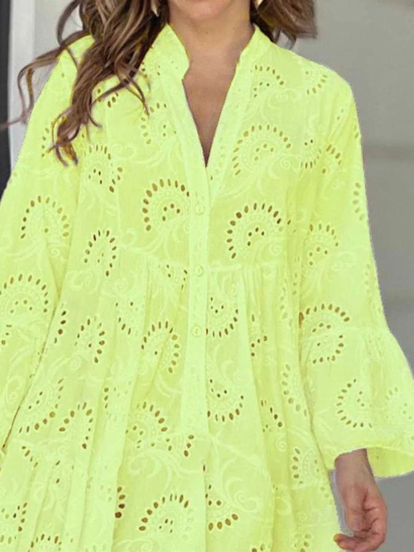 Full Size Eyelet Ruffled Hem Tiered Dress Plus Size - Flip Flop Dynasty