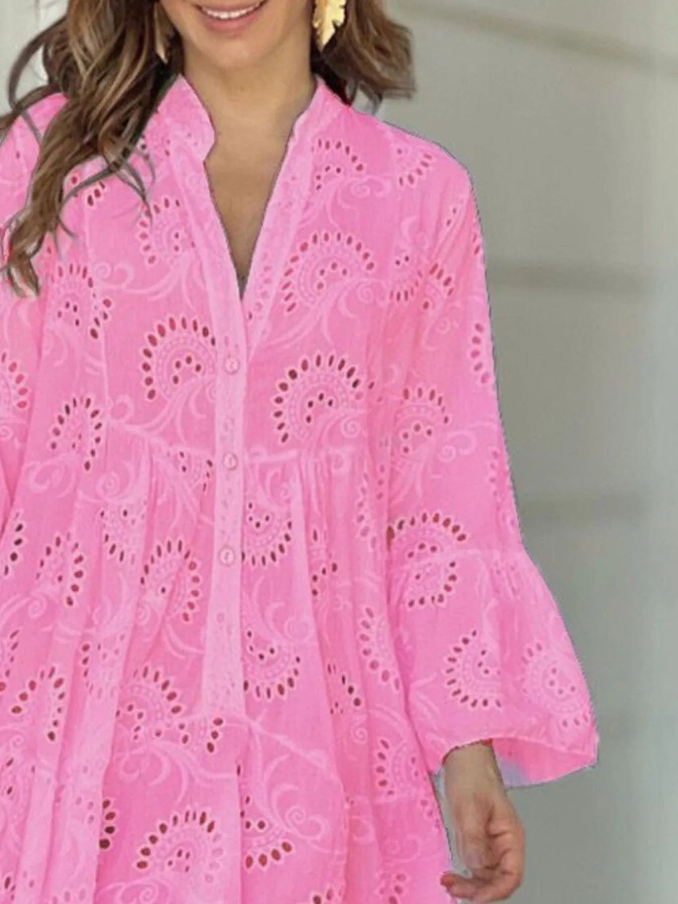 Full Size Eyelet Ruffled Hem Tiered Dress Plus Size - Flip Flop Dynasty