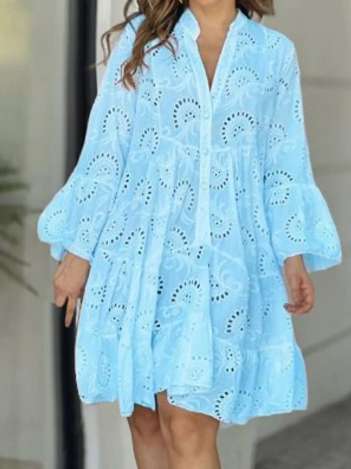 Full Size Eyelet Ruffled Hem Tiered Dress Plus Size - Flip Flop Dynasty